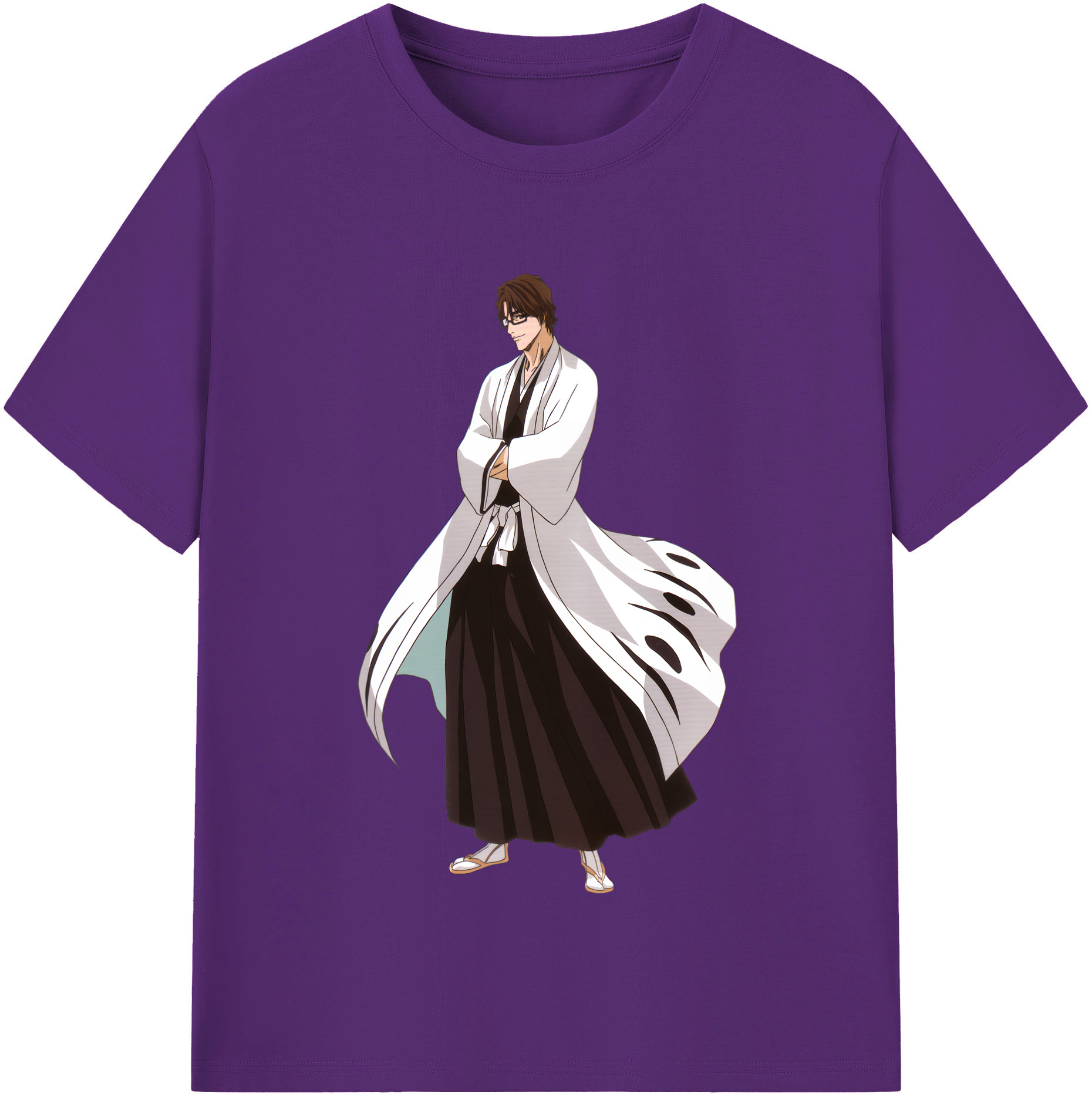 （画像用） ブリーチ 藍染 惣右介（あいぜん そうすけ） BLEACH Aizen Sousuke 綿100％半袖Tシャツ（フロントプリント）