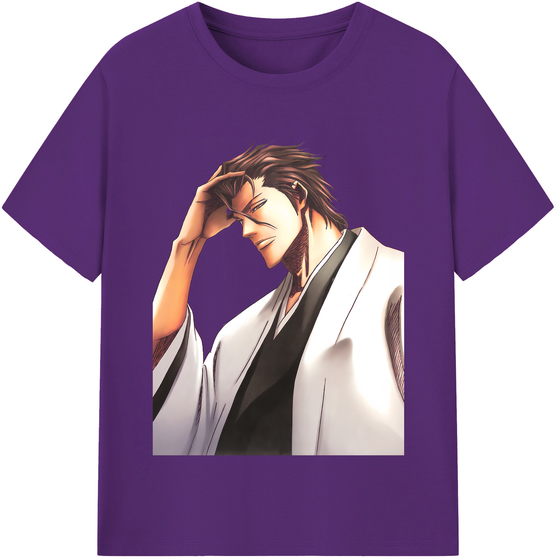 （画像用） ブリーチ 藍染 惣右介（あいぜん そうすけ） BLEACH Aizen Sousuke 綿100％半袖Tシャツ（フロントプリント）