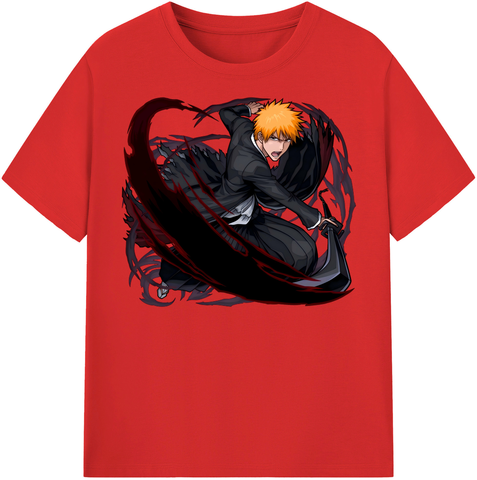 （画像用） ブリーチ 黒崎一護（くろさき いちご）BLEACH Kurosaki Ichigo 綿100％半袖Tシャツ（フロントプリント）