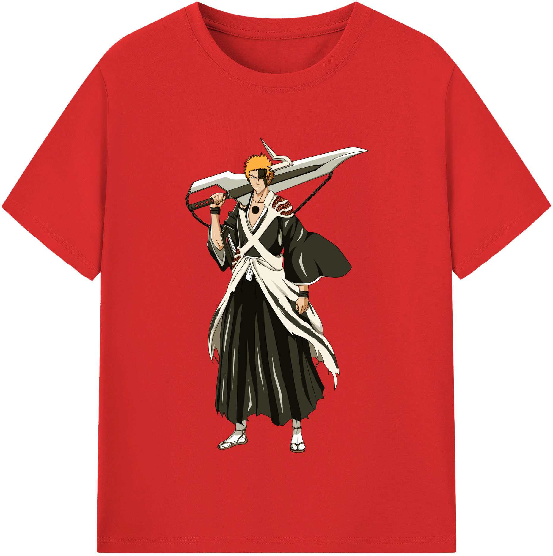 （画像用） ブリーチ 黒崎一護（くろさき いちご）BLEACH Kurosaki Ichigo 綿100％半袖Tシャツ（フロントプリント）