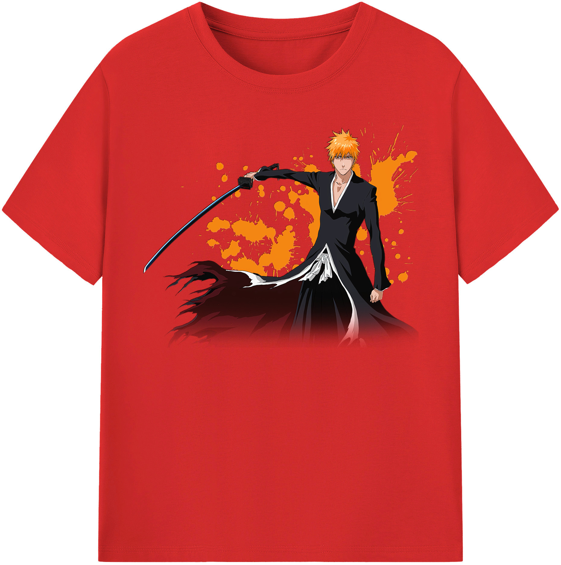 （画像用） ブリーチ 黒崎一護（くろさき いちご）BLEACH Kurosaki Ichigo 綿100％半袖Tシャツ（フロントプリント）