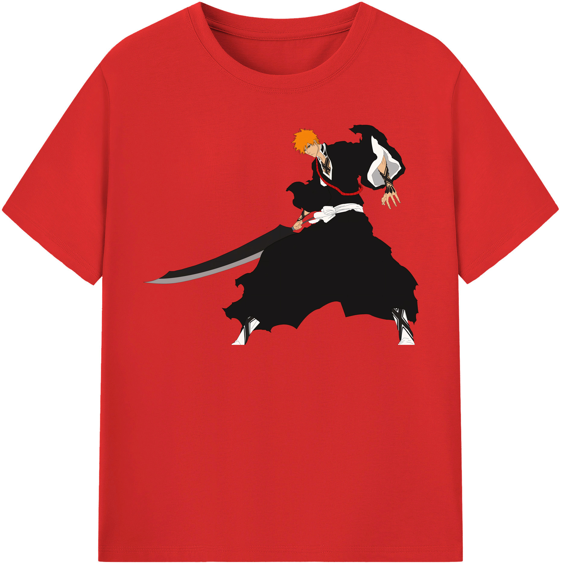 （画像用） ブリーチ 黒崎一護（くろさき いちご）BLEACH Kurosaki Ichigo 綿100％半袖Tシャツ（フロントプリント）