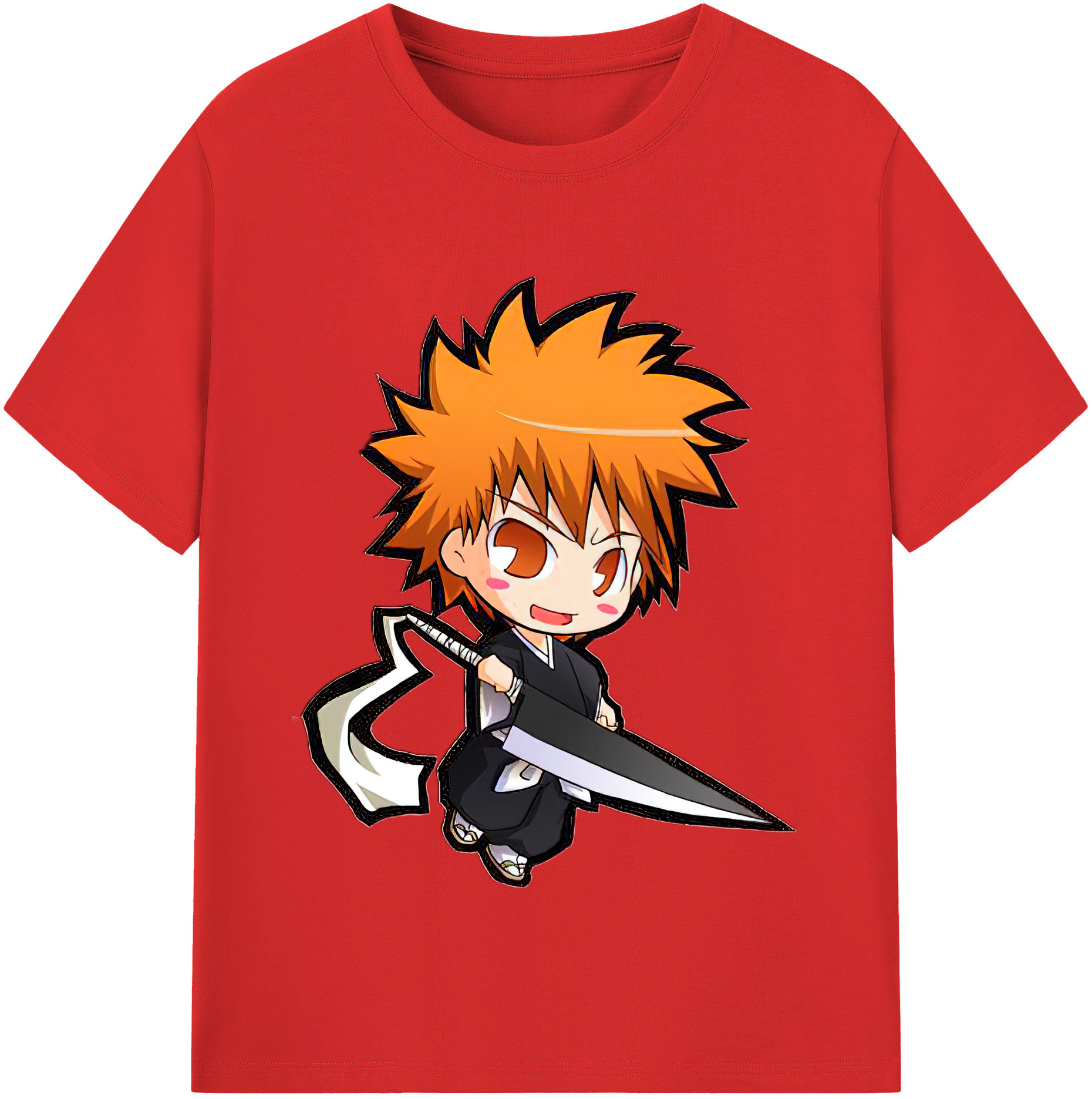 （画像用） ブリーチ 黒崎一護（くろさき いちご）BLEACH Kurosaki Ichigo 綿100％半袖Tシャツ（フロントプリント）