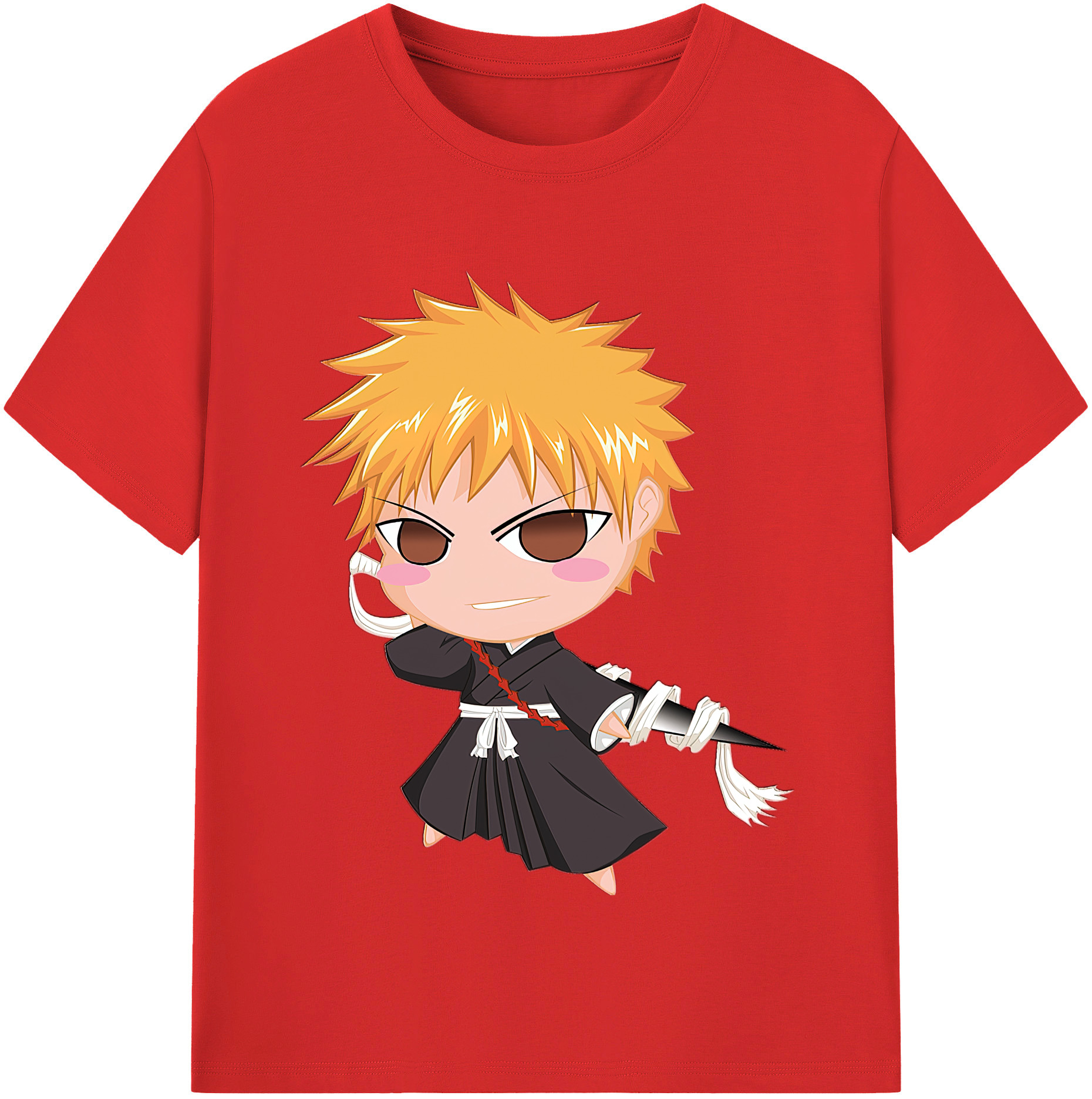 （画像用） ブリーチ 黒崎一護（くろさき いちご）BLEACH Kurosaki Ichigo 綿100％半袖Tシャツ（フロントプリント）