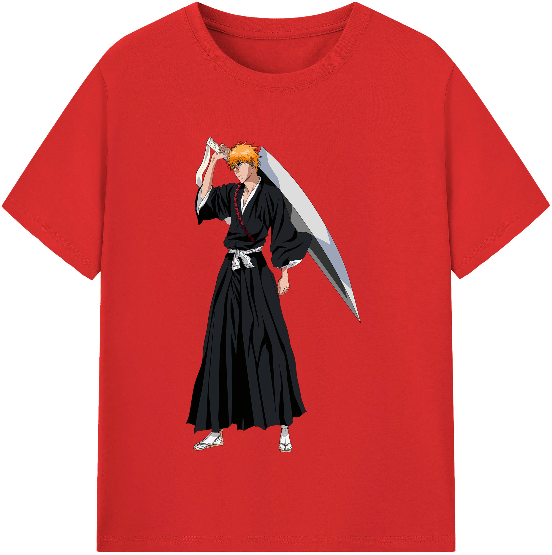 （画像用） ブリーチ 黒崎一護（くろさき いちご）BLEACH Kurosaki Ichigo 綿100％半袖Tシャツ（フロントプリント）