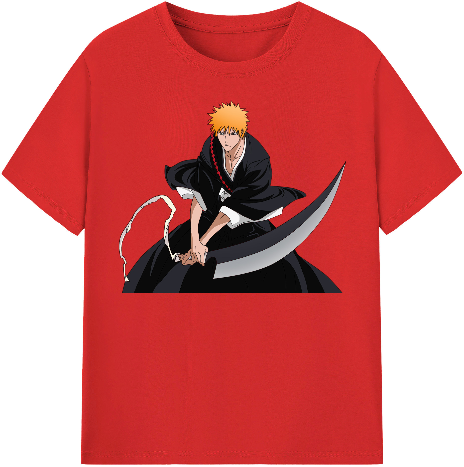 （画像用） ブリーチ 黒崎一護（くろさき いちご）BLEACH Kurosaki Ichigo 綿100％半袖Tシャツ（フロントプリント）