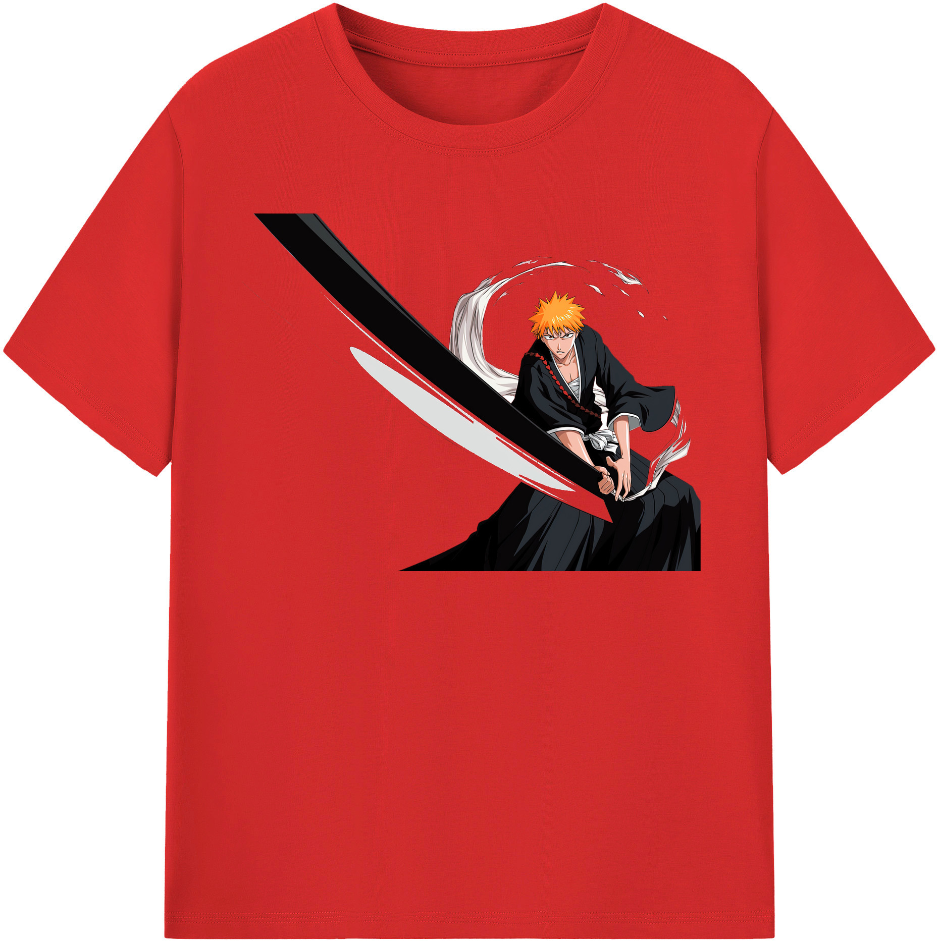 （画像用） ブリーチ 黒崎一護（くろさき いちご）BLEACH Kurosaki Ichigo 綿100％半袖Tシャツ（フロントプリント）