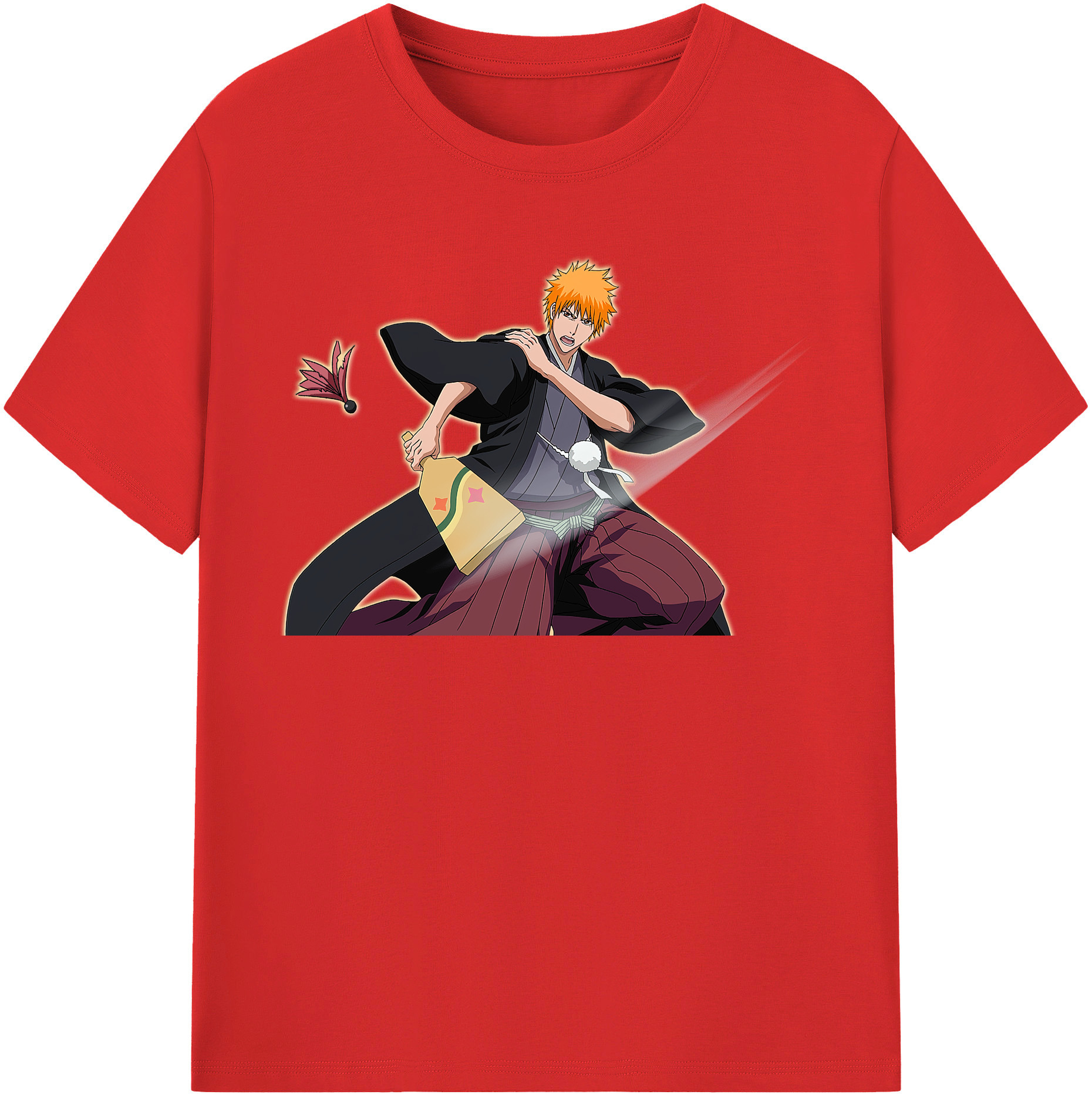 （画像用） ブリーチ 黒崎一護（くろさき いちご）BLEACH Kurosaki Ichigo 綿100％半袖Tシャツ（フロントプリント）
