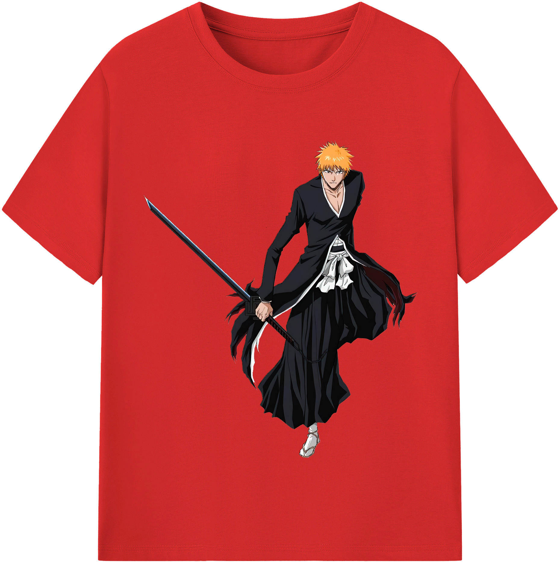 （画像用） ブリーチ 黒崎一護（くろさき いちご）BLEACH Kurosaki Ichigo 綿100％半袖Tシャツ（フロントプリント）