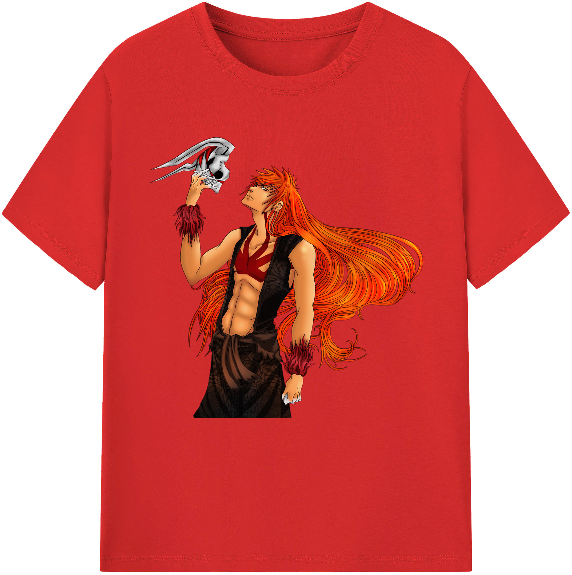 （画像用） ブリーチ 黒崎一護（くろさき いちご）BLEACH Kurosaki Ichigo 綿100％半袖Tシャツ（フロントプリント）