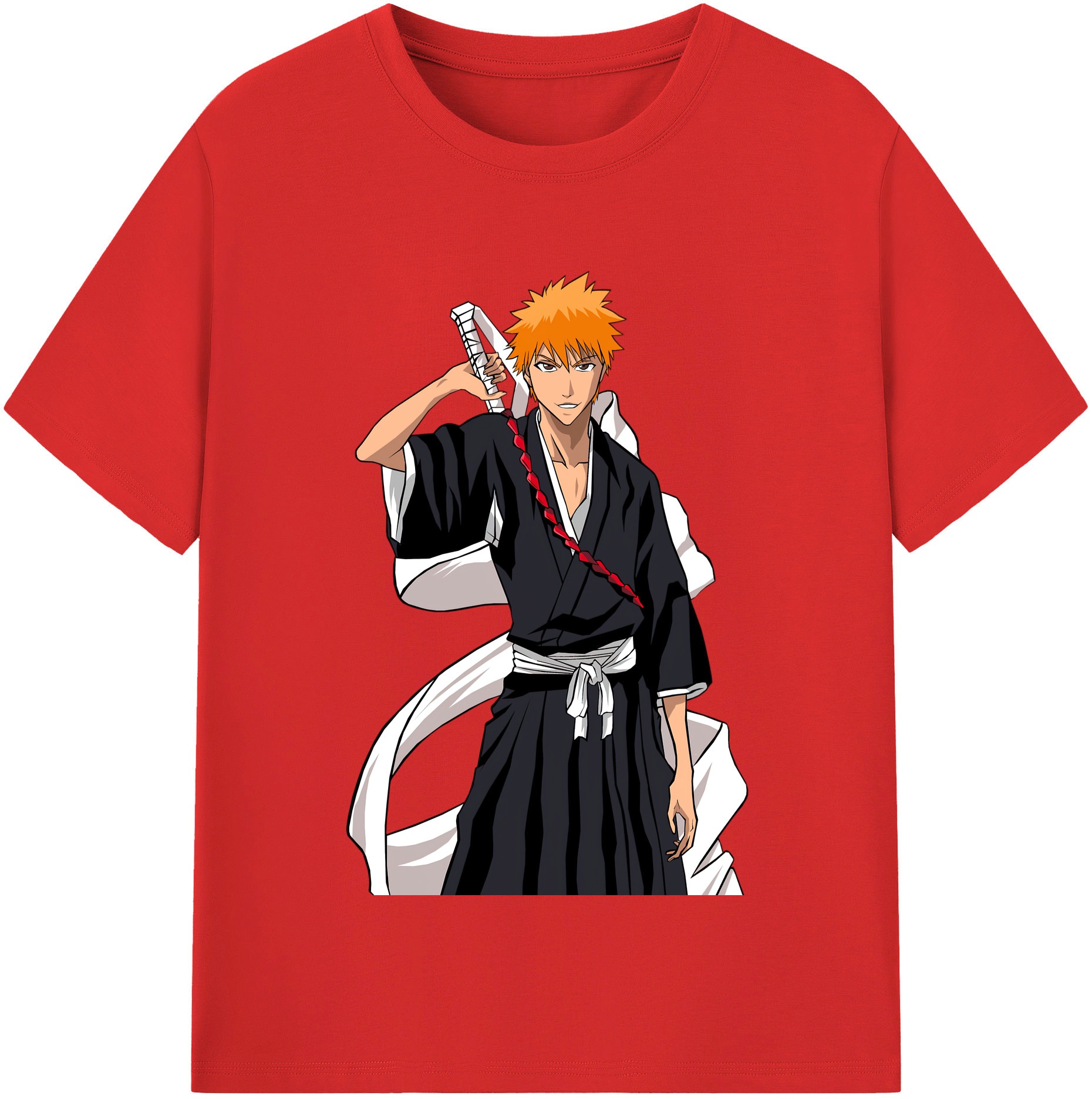 （画像用） ブリーチ 黒崎一護（くろさき いちご）BLEACH Kurosaki Ichigo 綿100％半袖Tシャツ（フロントプリント）