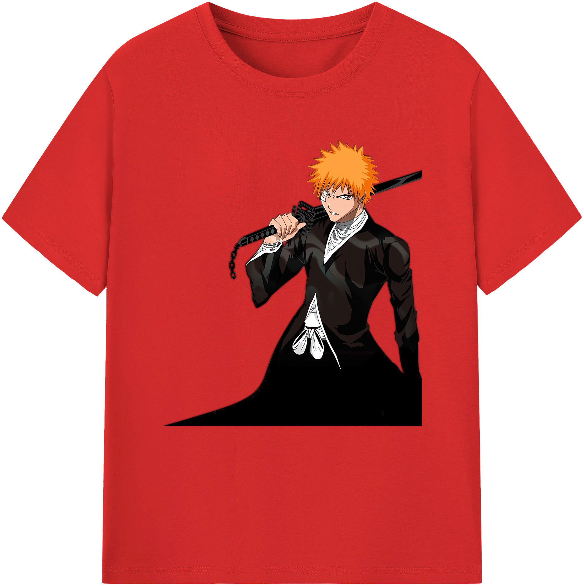 （画像用） ブリーチ 黒崎一護（くろさき いちご）BLEACH Kurosaki Ichigo 綿100％半袖Tシャツ（フロントプリント）
