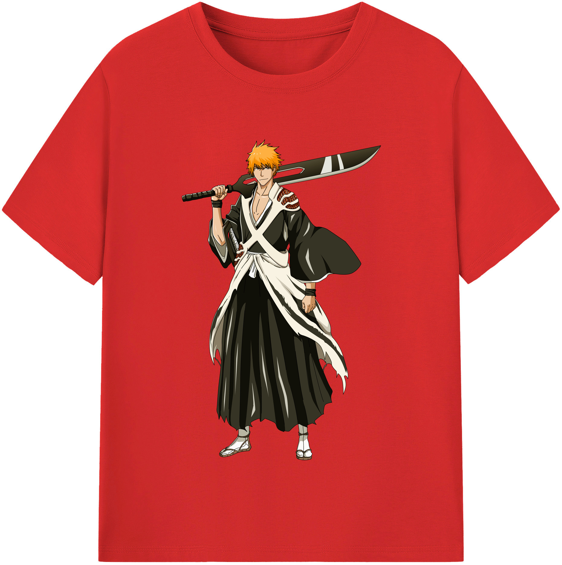 （画像用） ブリーチ 黒崎一護（くろさき いちご）BLEACH Kurosaki Ichigo 綿100％半袖Tシャツ（フロントプリント）