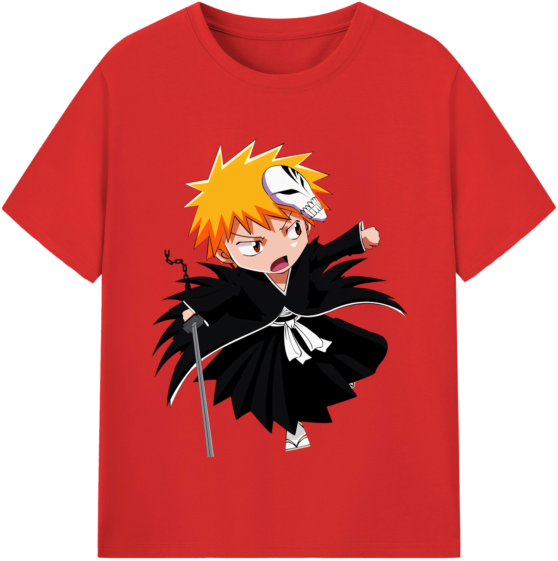 （画像用） ブリーチ 黒崎一護（くろさき いちご）BLEACH Kurosaki Ichigo 綿100％半袖Tシャツ（フロントプリント）