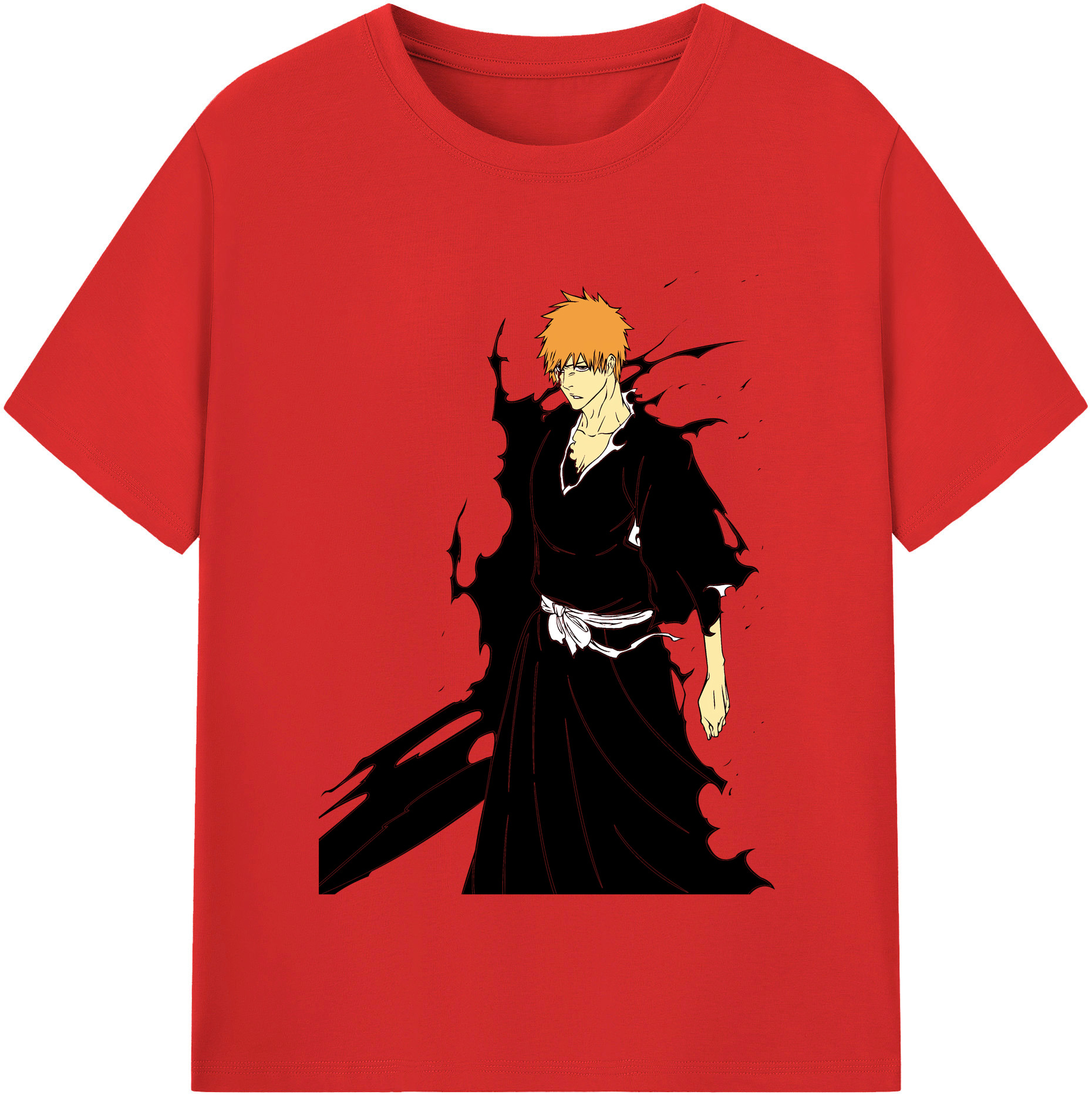 （画像用） ブリーチ 黒崎一護（くろさき いちご）BLEACH Kurosaki Ichigo 綿100％半袖Tシャツ（フロントプリント）