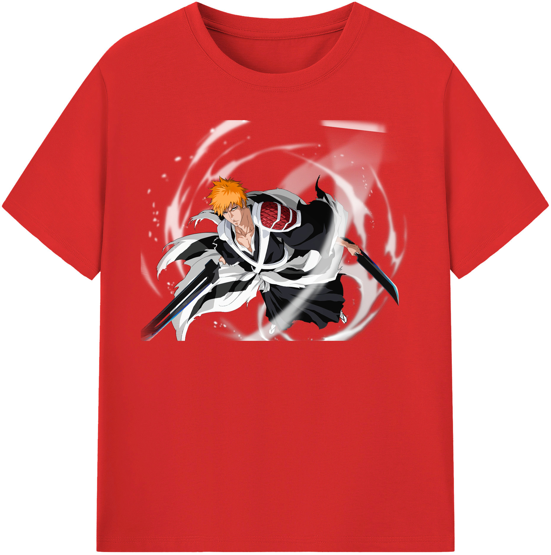 （画像用） ブリーチ 黒崎一護（くろさき いちご）BLEACH Kurosaki Ichigo 綿100％半袖Tシャツ（フロントプリント）