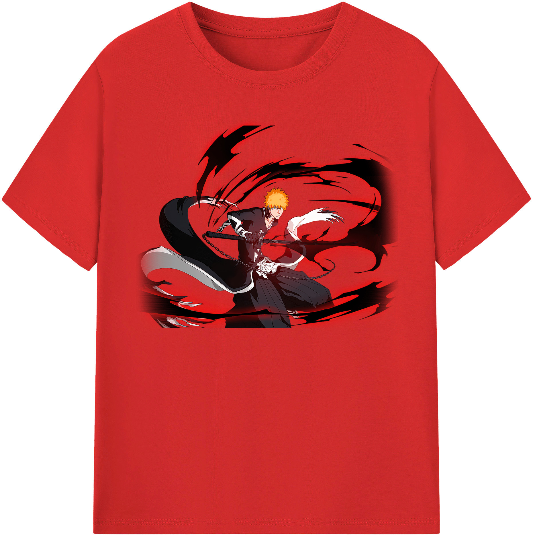 （画像用） ブリーチ 黒崎一護（くろさき いちご）BLEACH Kurosaki Ichigo 綿100％半袖Tシャツ（フロントプリント）