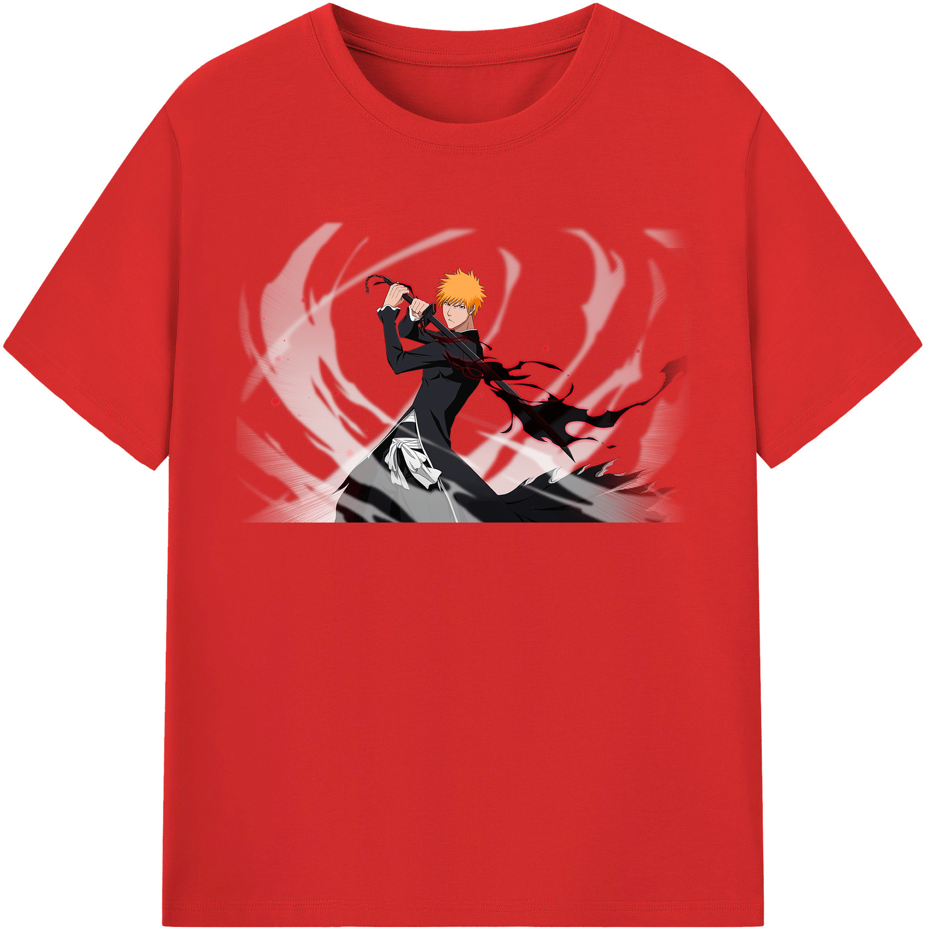 （画像用） ブリーチ 黒崎一護（くろさき いちご）BLEACH Kurosaki Ichigo 綿100％半袖Tシャツ（フロントプリント）