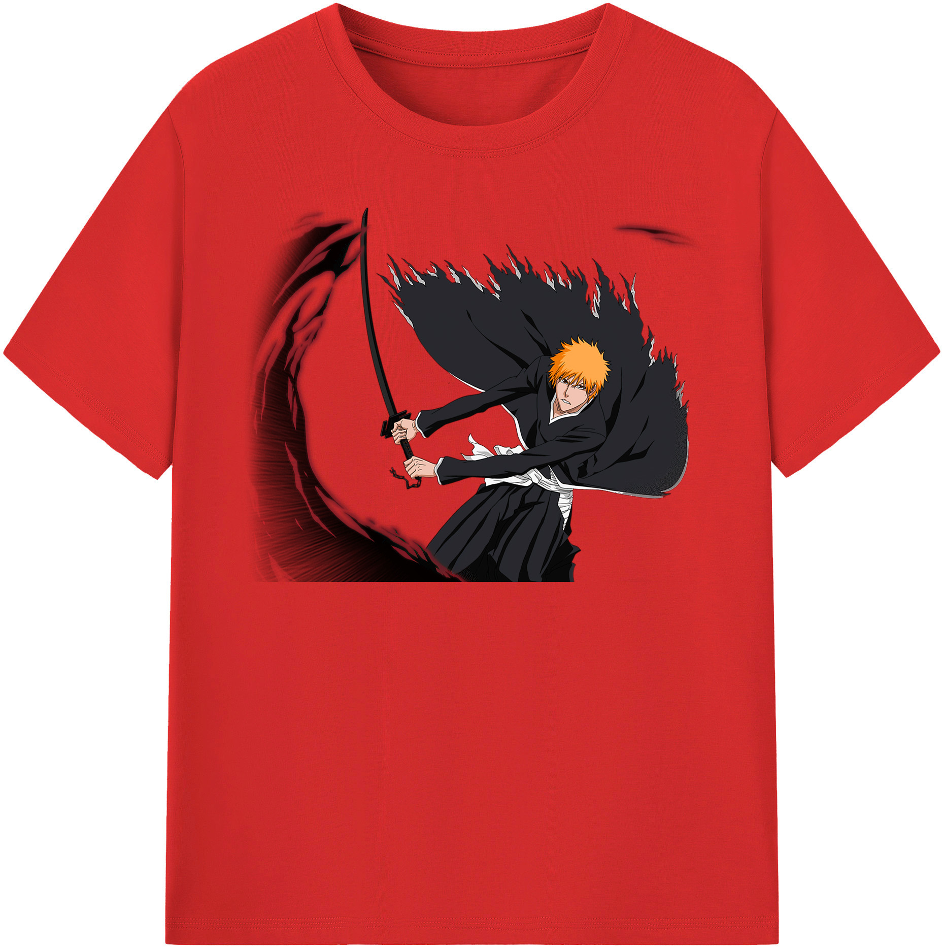（画像用） ブリーチ 黒崎一護（くろさき いちご）BLEACH Kurosaki Ichigo 綿100％半袖Tシャツ（フロントプリント）