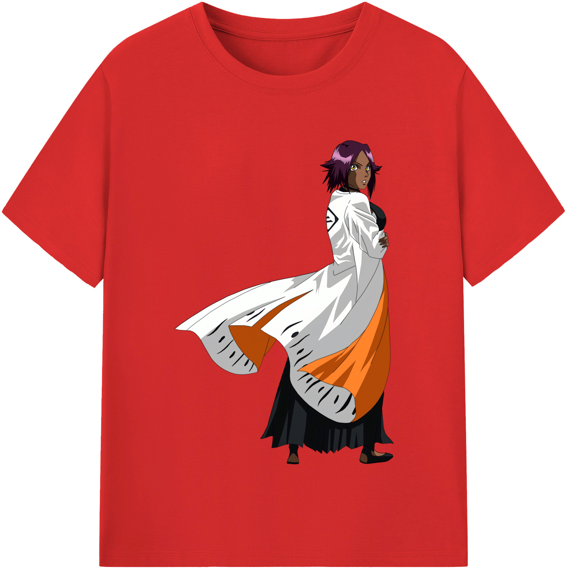 （画像用） ブリーチ 四楓院 夜一（しほういん よるいち） BLEACH Shihouin Yoruichi 綿100％半袖Tシャツ（フロントプリント）