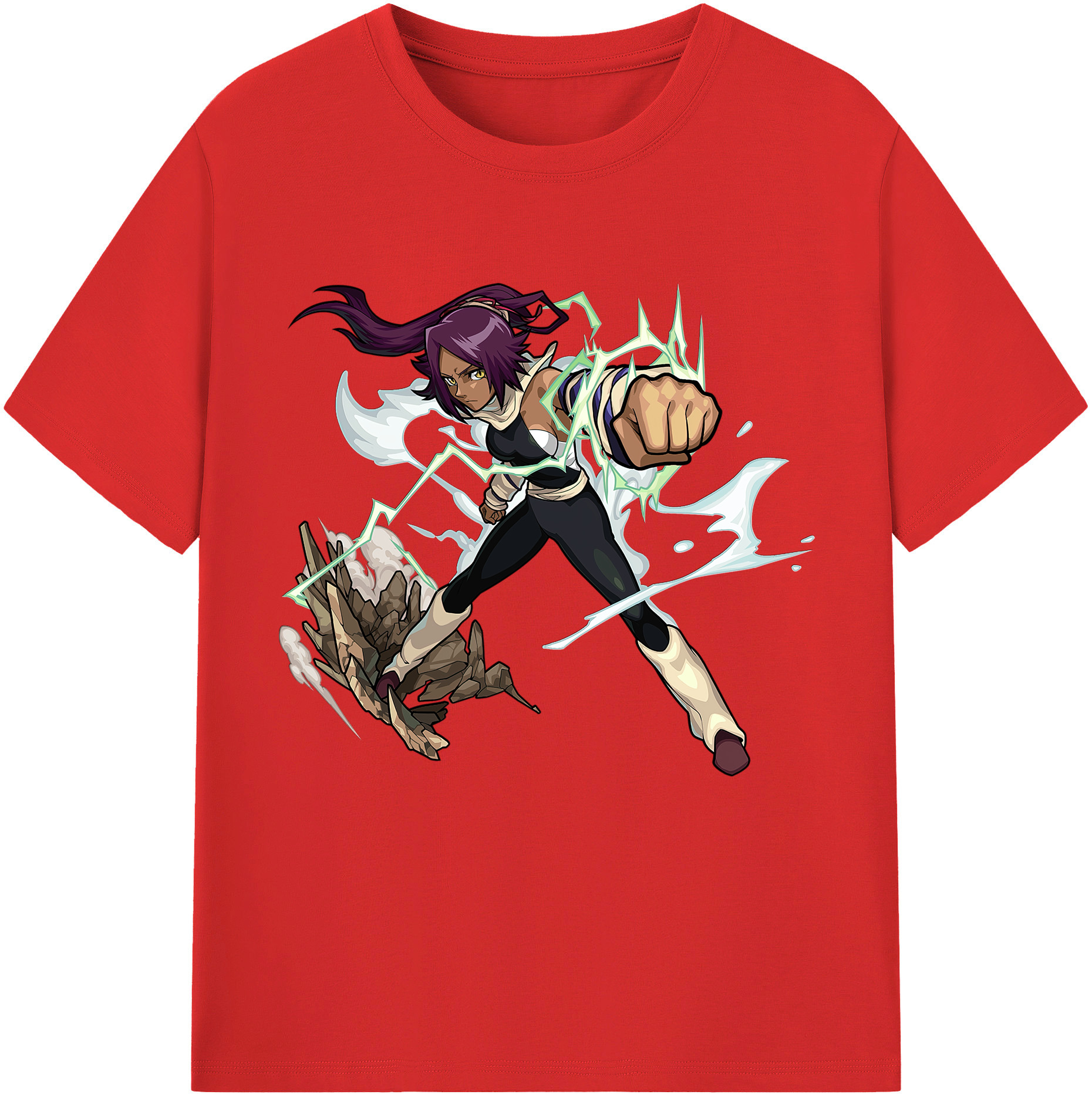 （画像用） ブリーチ 四楓院 夜一（しほういん よるいち） BLEACH Shihouin Yoruichi 綿100％半袖Tシャツ（フロントプリント）