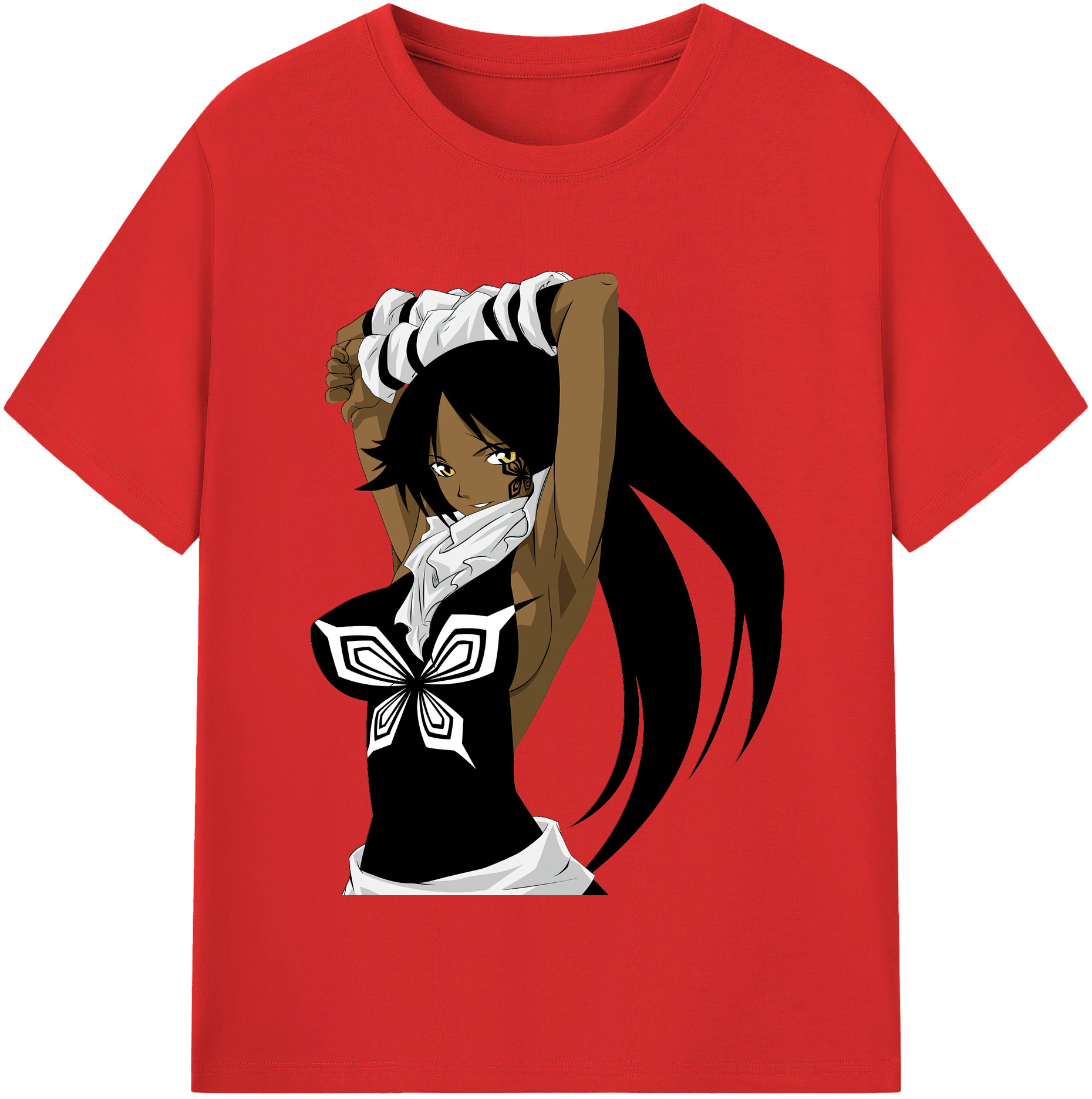 （画像用） ブリーチ 四楓院 夜一（しほういん よるいち） BLEACH Shihouin Yoruichi 綿100％半袖Tシャツ（フロントプリント）