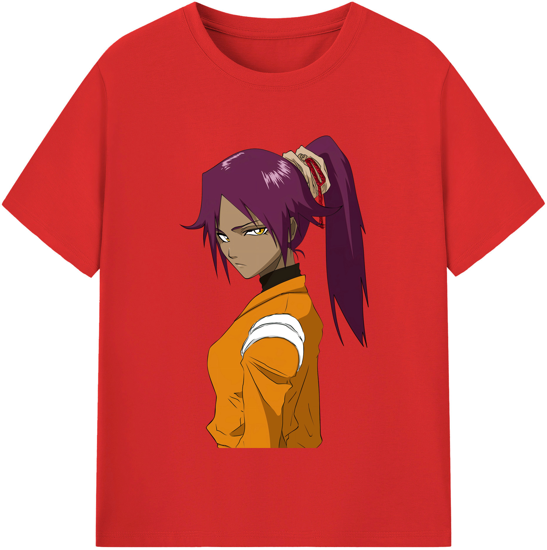 （画像用） ブリーチ 四楓院 夜一（しほういん よるいち） BLEACH Shihouin Yoruichi 綿100％半袖Tシャツ（フロントプリント）