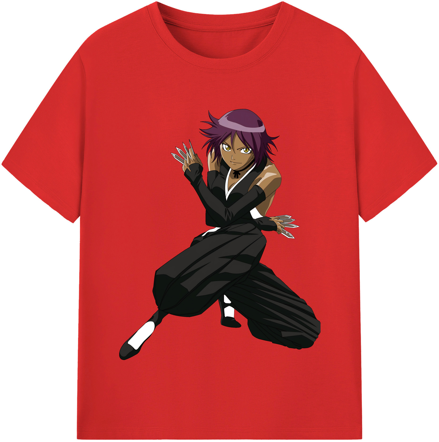 （画像用） ブリーチ 四楓院 夜一（しほういん よるいち） BLEACH Shihouin Yoruichi 綿100％半袖Tシャツ（フロントプリント）
