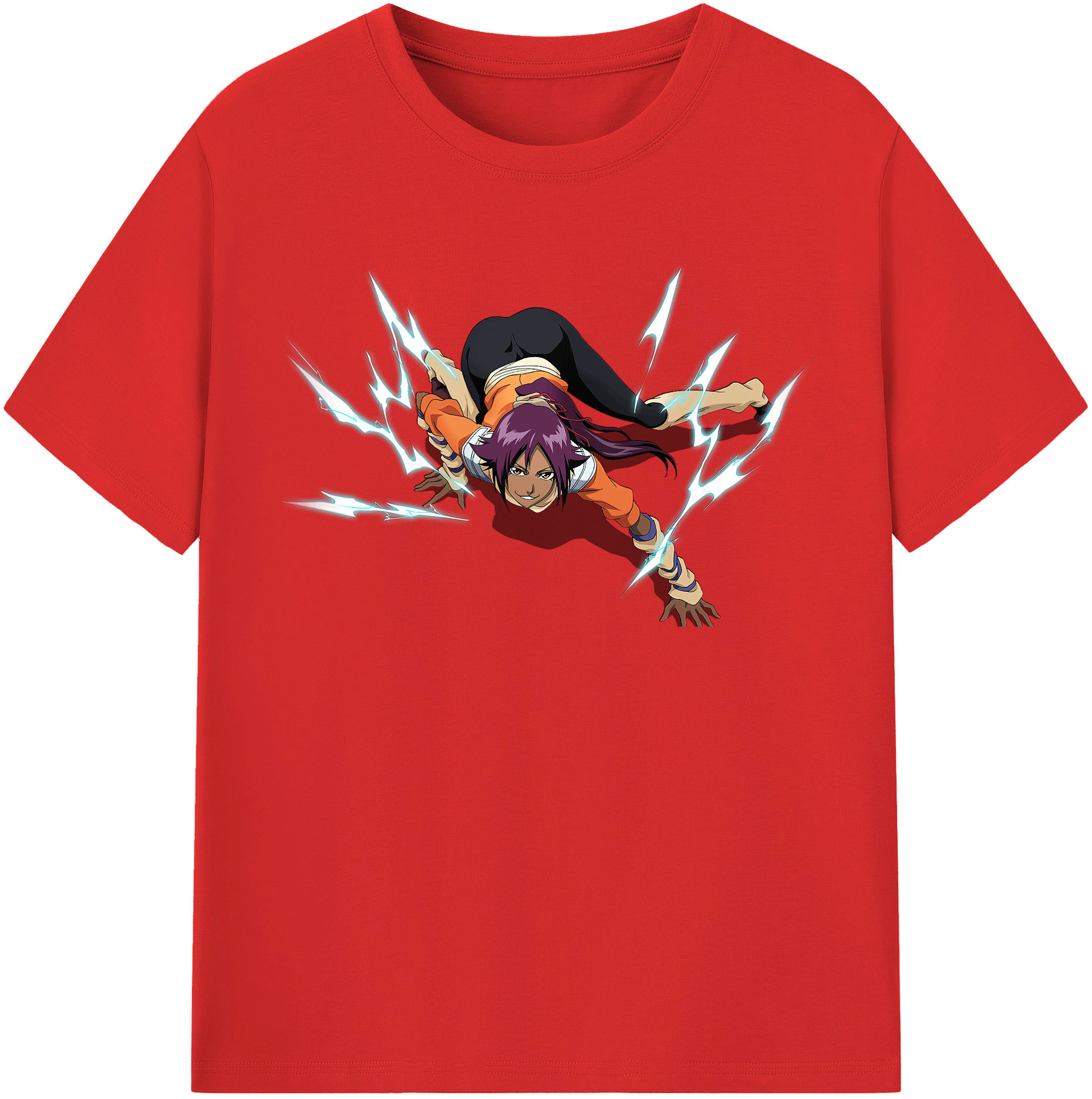 （画像用） ブリーチ 四楓院 夜一（しほういん よるいち） BLEACH Shihouin Yoruichi 綿100％半袖Tシャツ（フロントプリント）