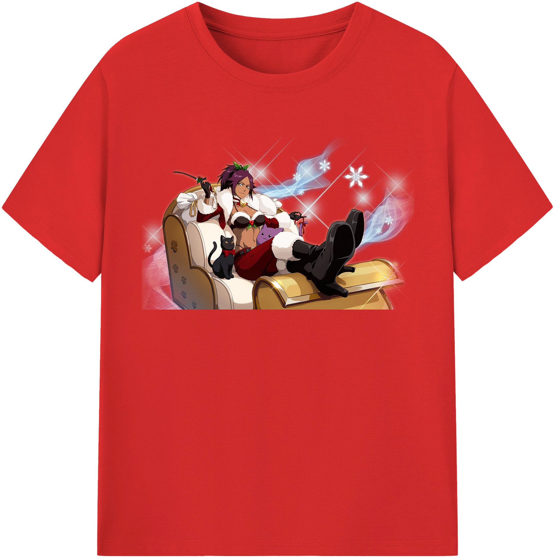 （画像用） ブリーチ 四楓院 夜一（しほういん よるいち） BLEACH Shihouin Yoruichi 綿100％半袖Tシャツ（フロントプリント）