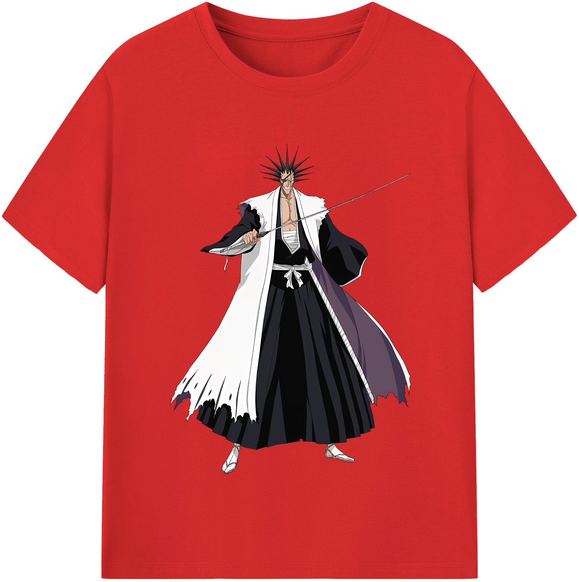 （画像用） ブリーチ ざらき けんぱち BLEACH Zaraki Kenpachi 綿100％半袖Tシャツ（フロントプリント）