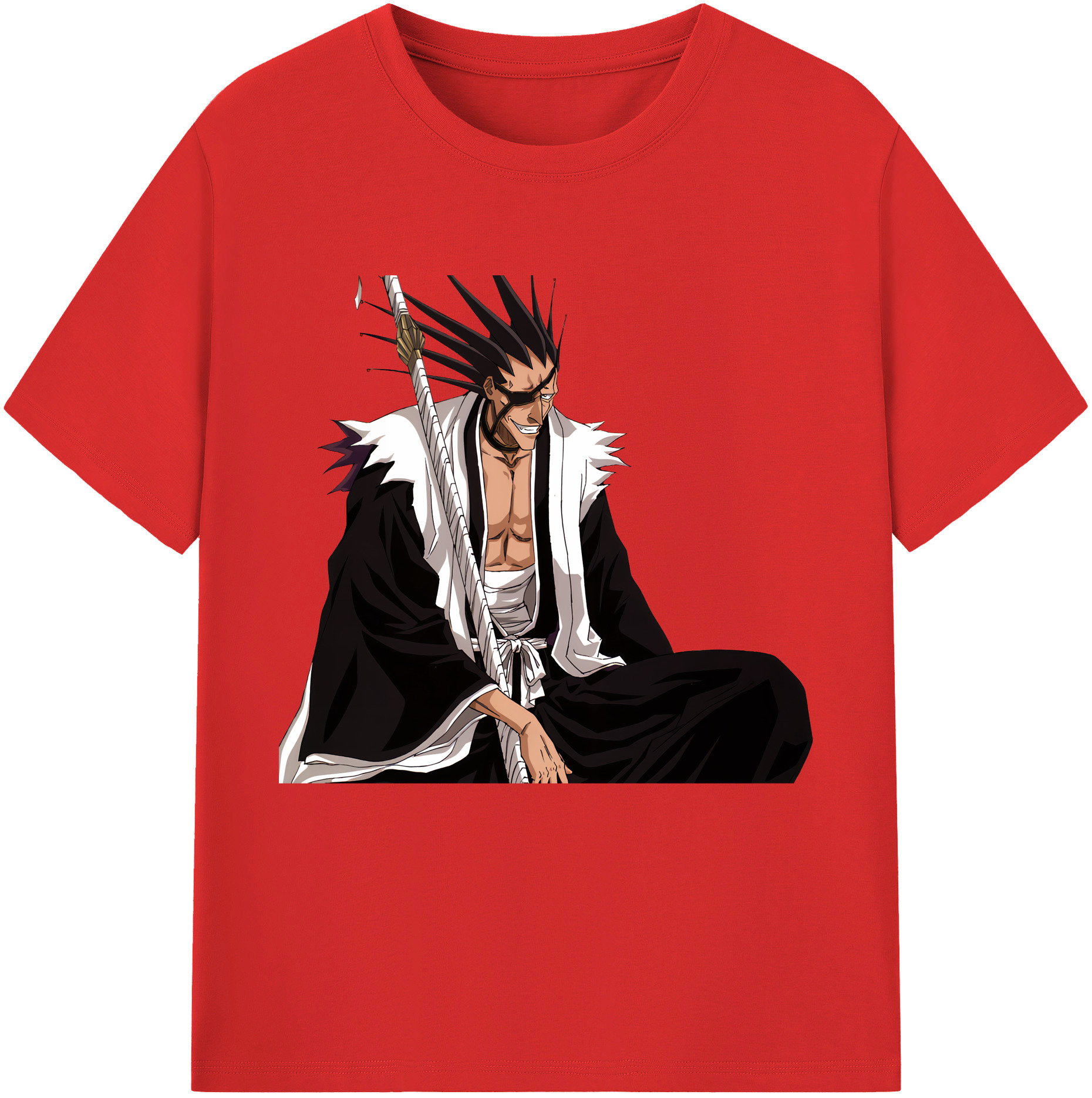 （画像用） ブリーチ ざらき けんぱち BLEACH Zaraki Kenpachi 綿100％半袖Tシャツ（フロントプリント）