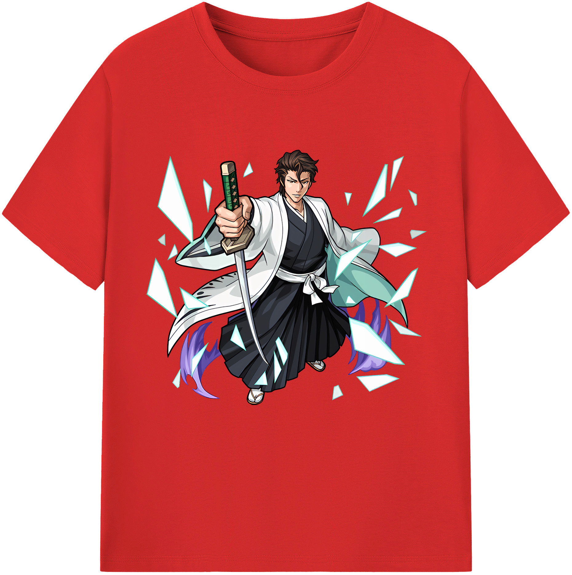 （画像用） ブリーチ 藍染 惣右介（あいぜん そうすけ） BLEACH Aizen Sousuke 綿100％半袖Tシャツ（フロントプリント）