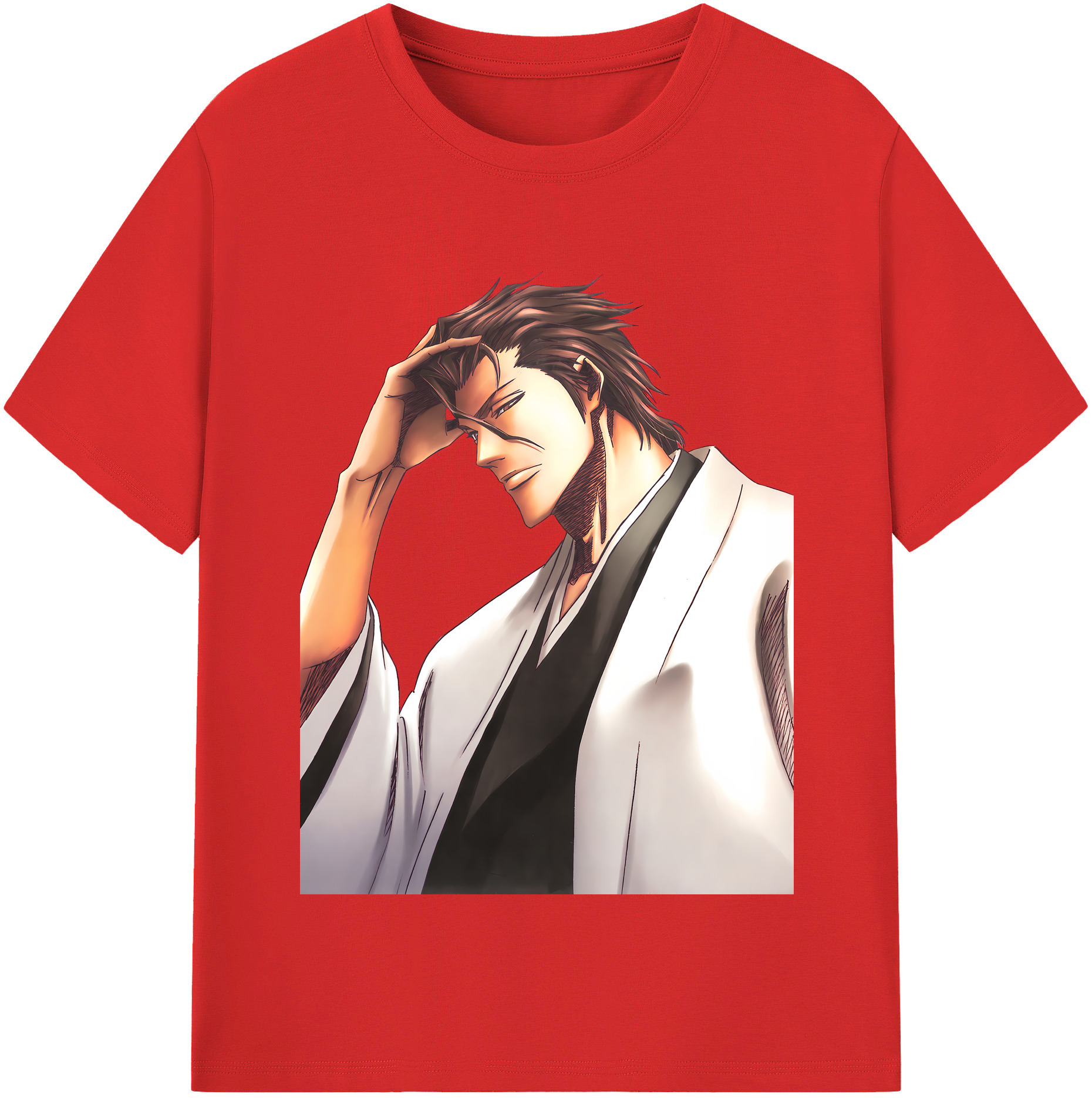 （画像用） ブリーチ 藍染 惣右介（あいぜん そうすけ） BLEACH Aizen Sousuke 綿100％半袖Tシャツ（フロントプリント）
