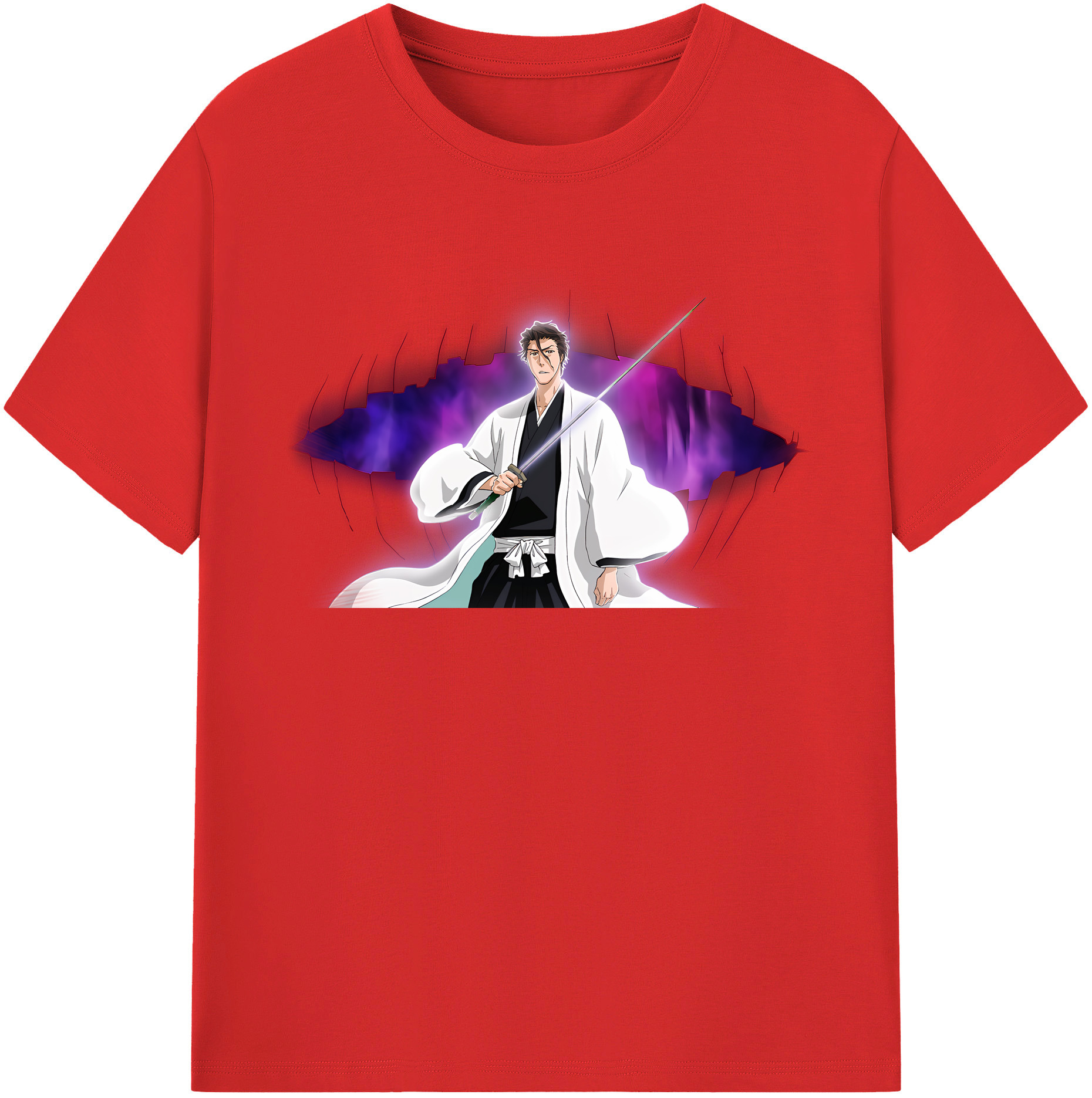 （画像用） ブリーチ 藍染 惣右介（あいぜん そうすけ） BLEACH Aizen Sousuke 綿100％半袖Tシャツ（フロントプリント）