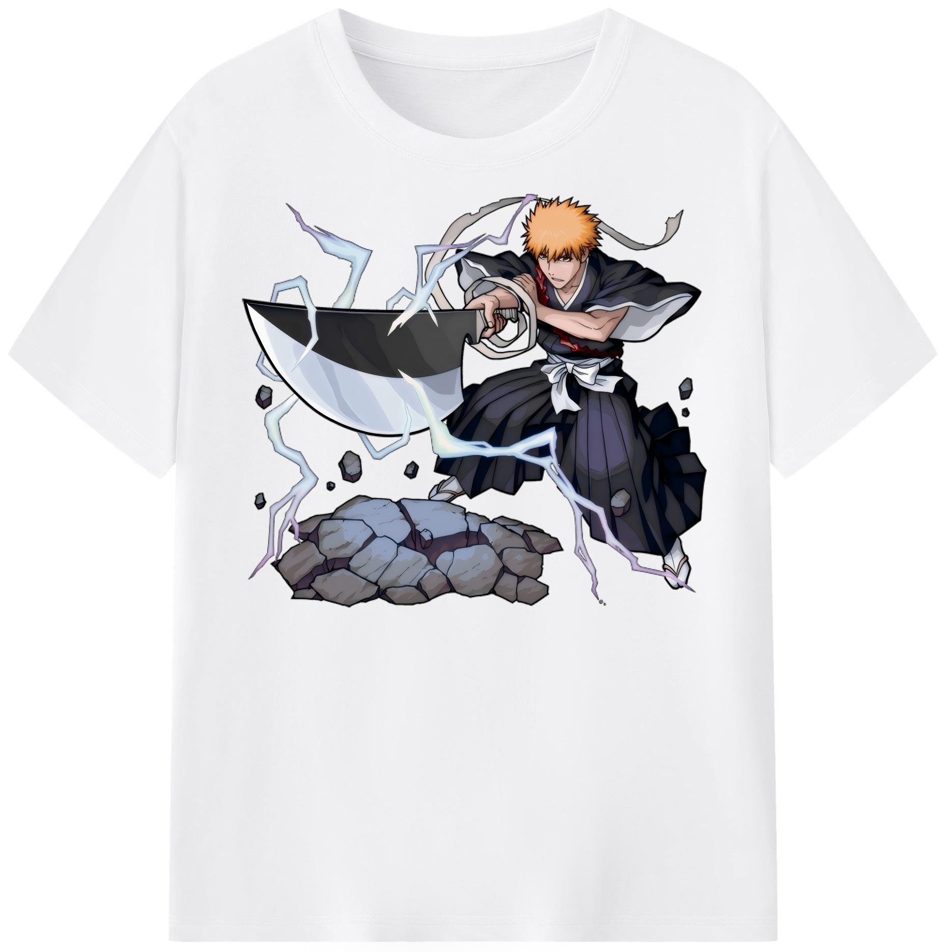 （画像用） ブリーチ 黒崎一護（くろさき いちご）BLEACH Kurosaki Ichigo 綿100％半袖Tシャツ（フロントプリント）