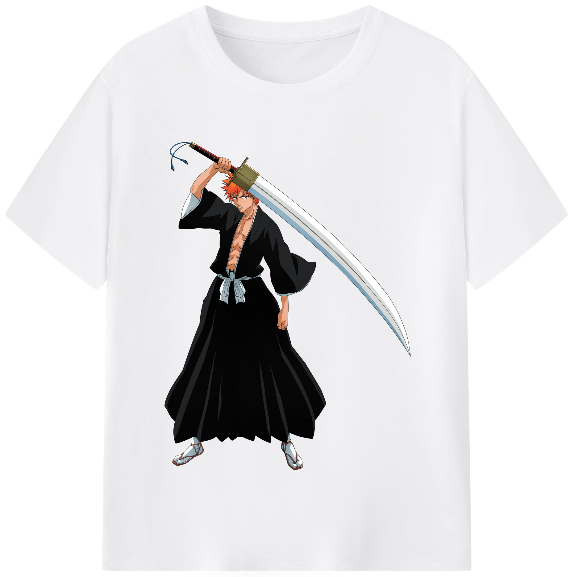 （画像用） ブリーチ 黒崎一護（くろさき いちご）BLEACH Kurosaki Ichigo 綿100％半袖Tシャツ（フロントプリント）