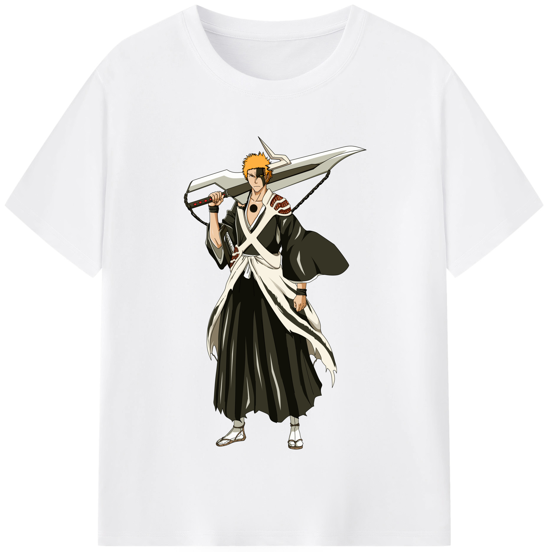（画像用） ブリーチ 黒崎一護（くろさき いちご）BLEACH Kurosaki Ichigo 綿100％半袖Tシャツ（フロントプリント）