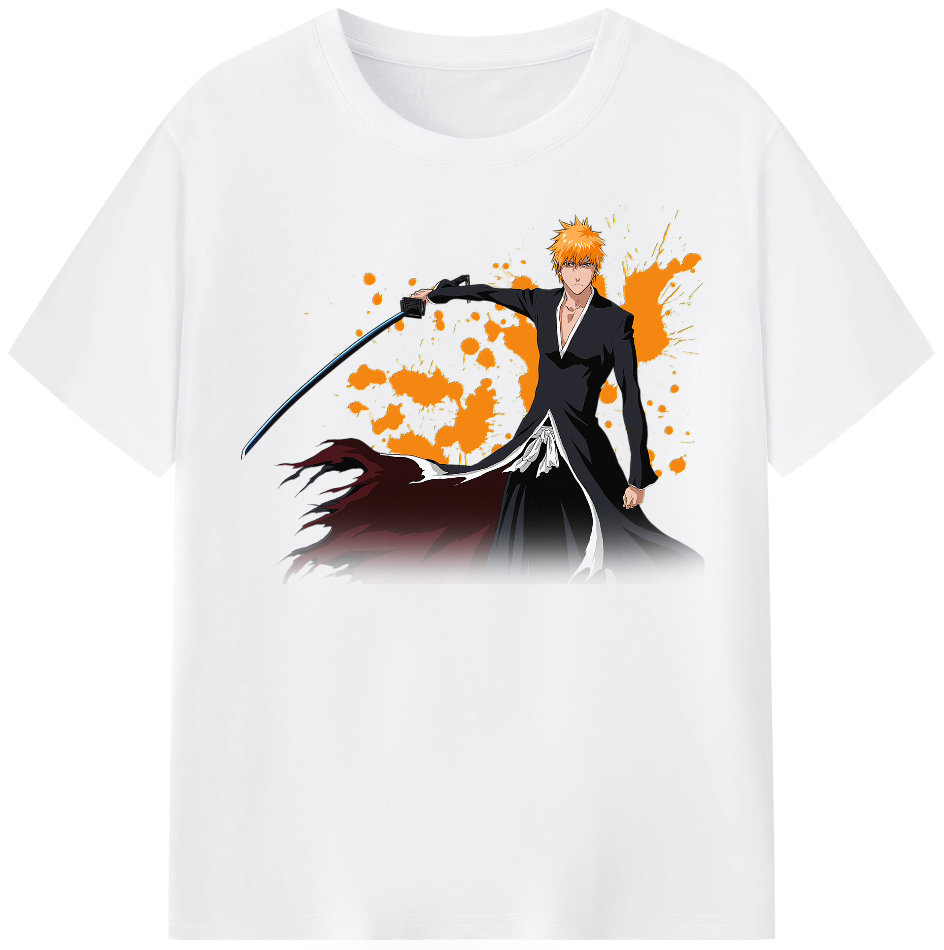 （画像用） ブリーチ 黒崎一護（くろさき いちご）BLEACH Kurosaki Ichigo 綿100％半袖Tシャツ（フロントプリント）