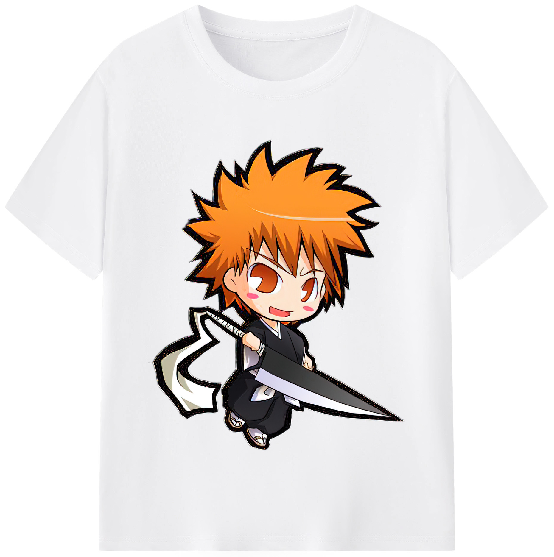 （画像用） ブリーチ 黒崎一護（くろさき いちご）BLEACH Kurosaki Ichigo 綿100％半袖Tシャツ（フロントプリント）