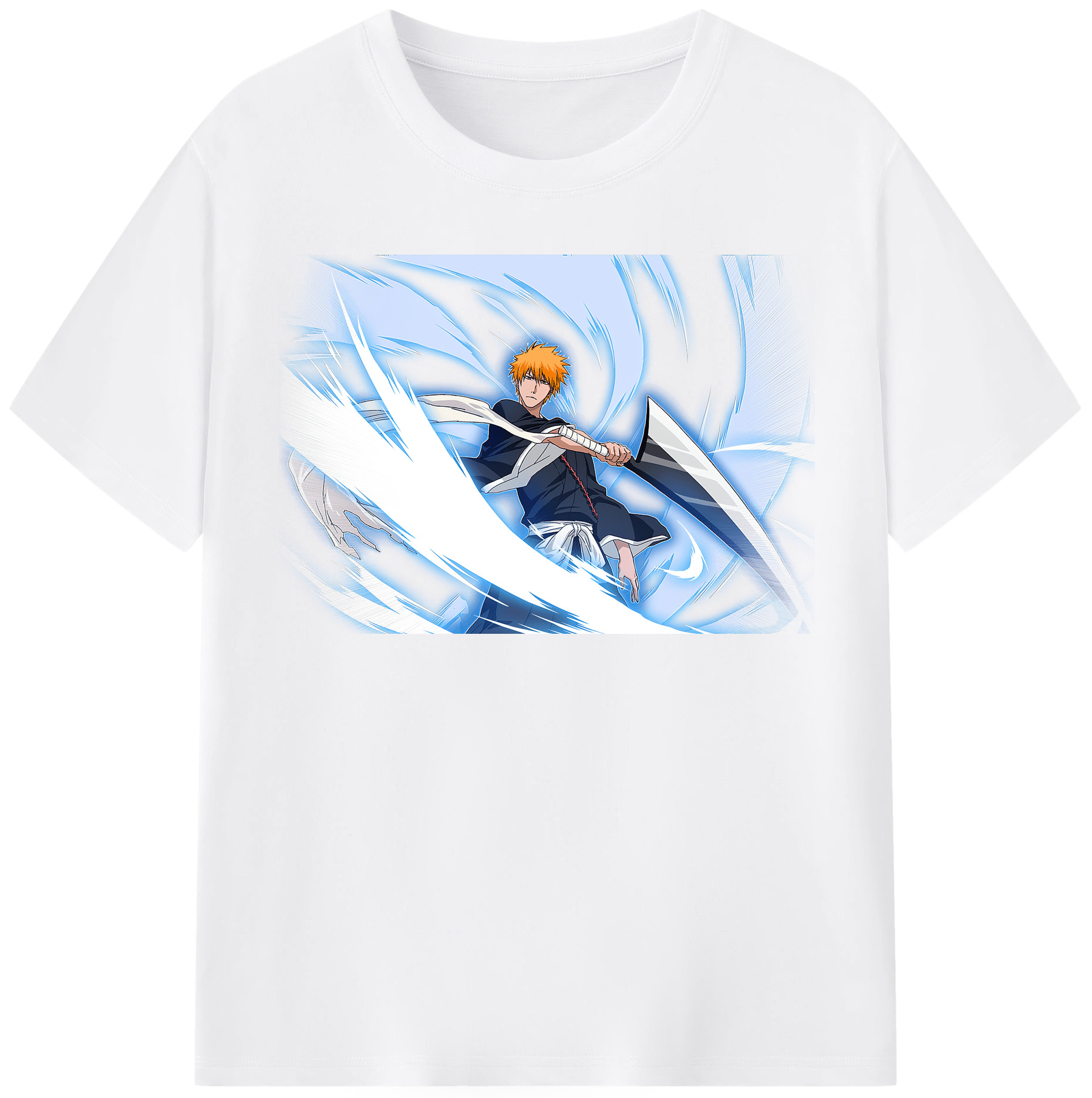（画像用） ブリーチ 黒崎一護（くろさき いちご）BLEACH Kurosaki Ichigo 綿100％半袖Tシャツ（フロントプリント）