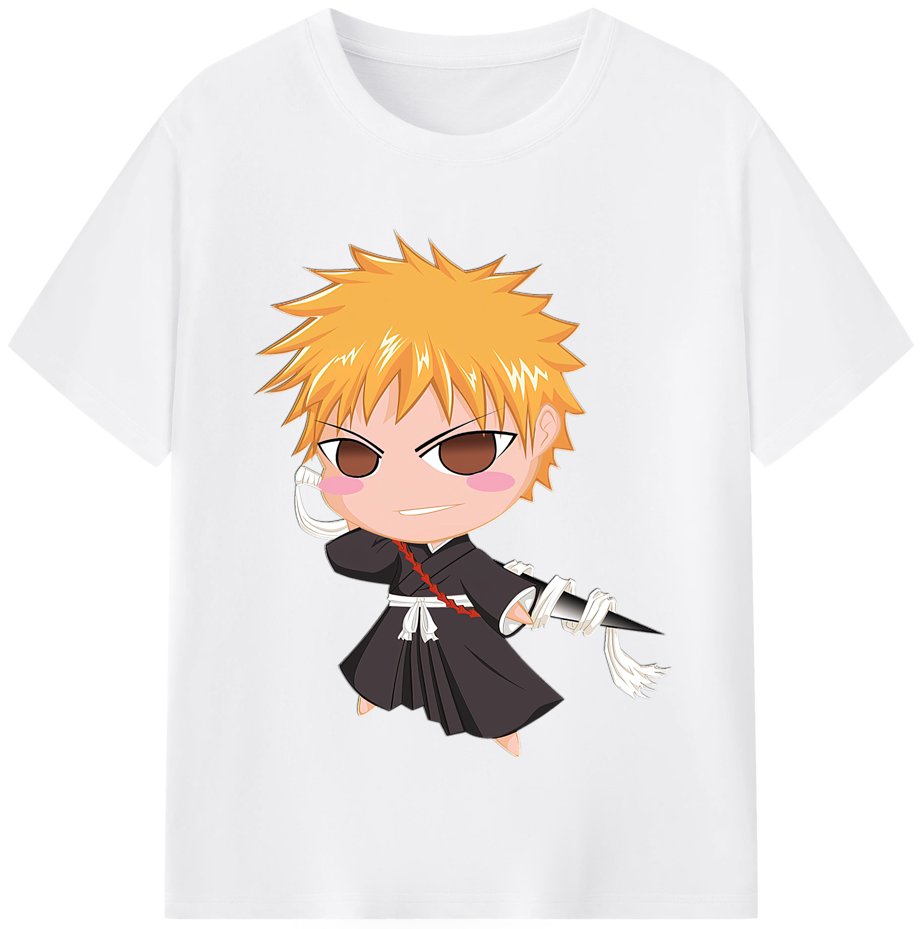 （画像用） ブリーチ 黒崎一護（くろさき いちご）BLEACH Kurosaki Ichigo 綿100％半袖Tシャツ（フロントプリント）