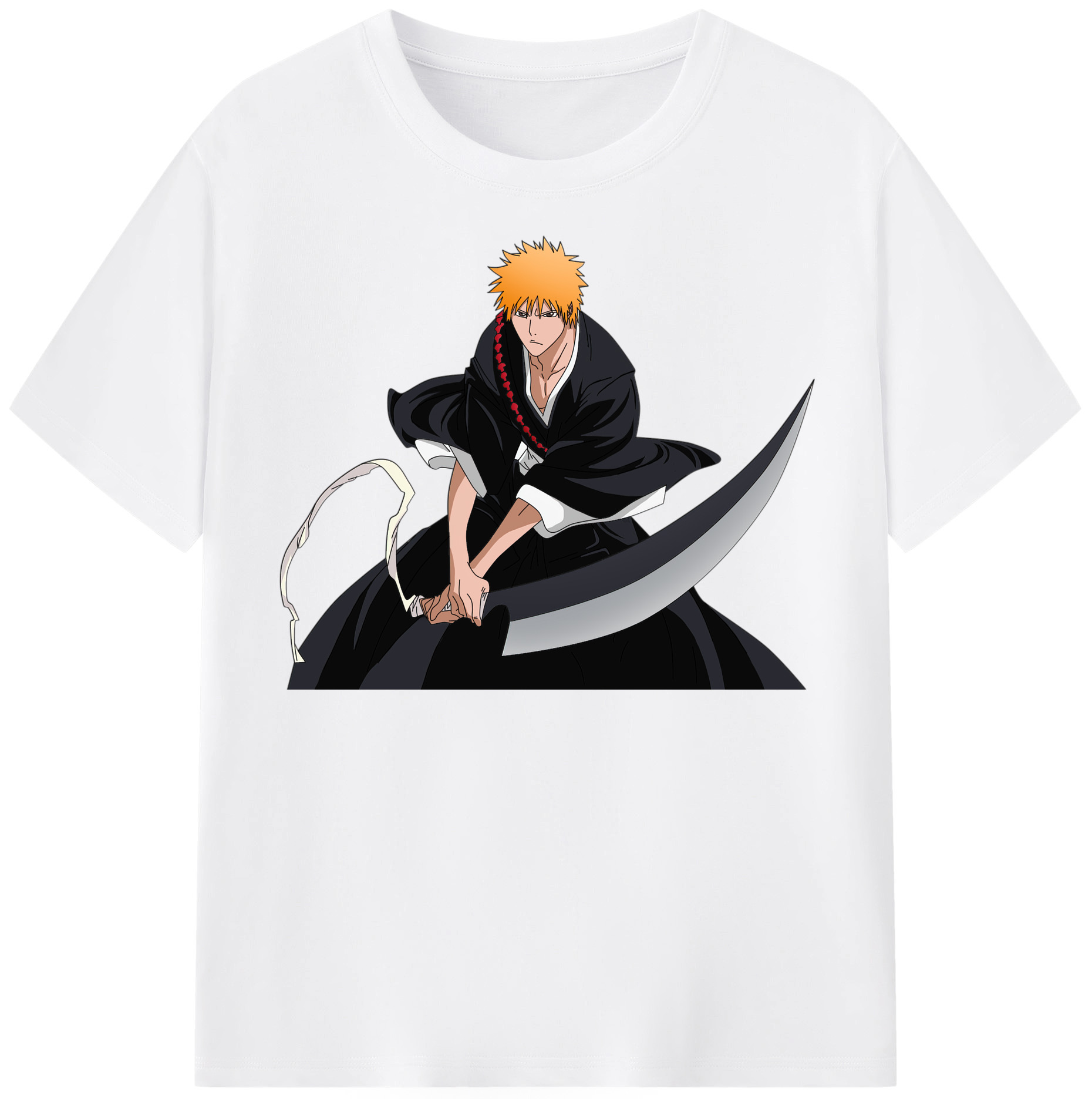 （画像用） ブリーチ 黒崎一護（くろさき いちご）BLEACH Kurosaki Ichigo 綿100％半袖Tシャツ（フロントプリント）