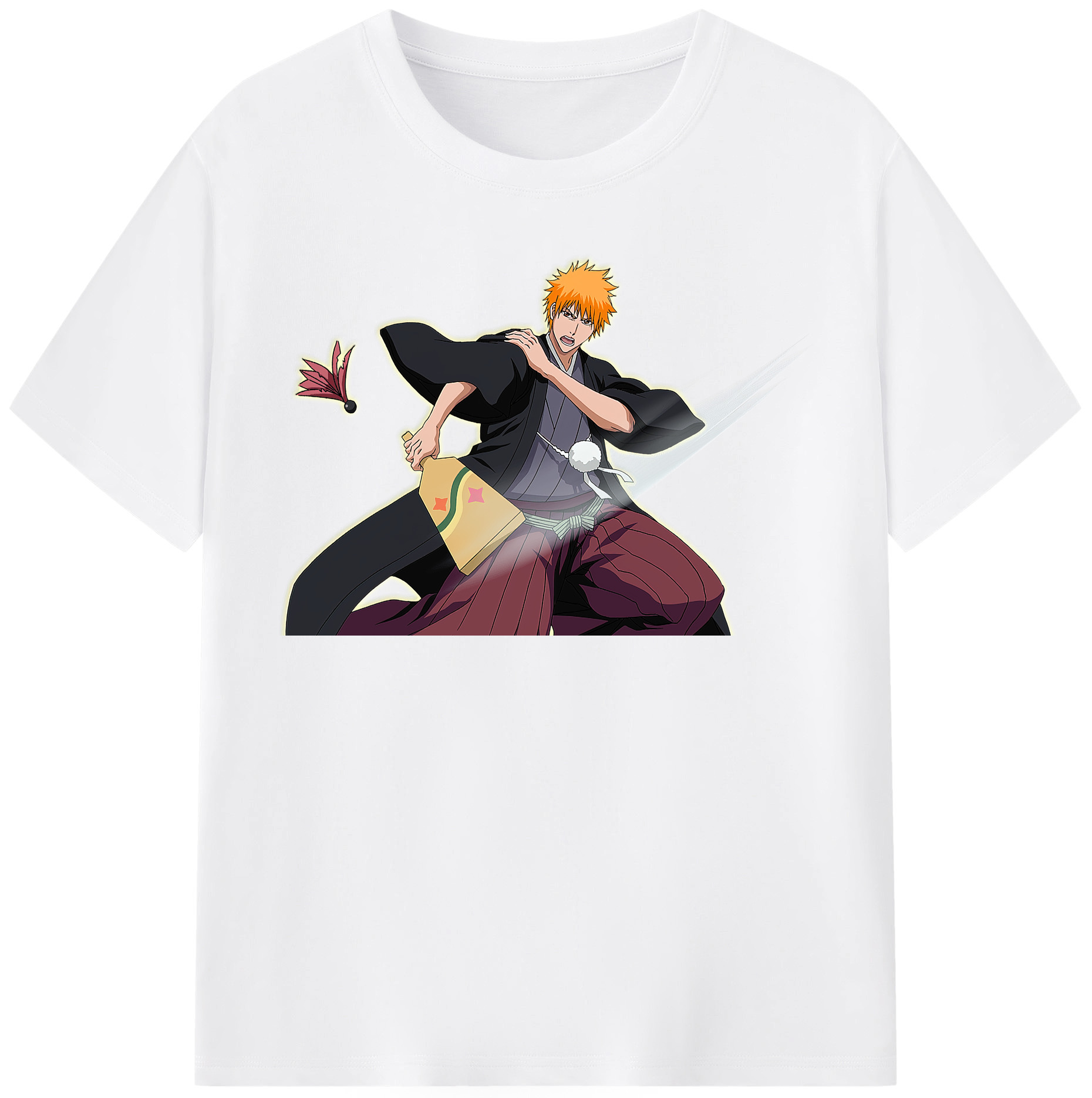 （画像用） ブリーチ 黒崎一護（くろさき いちご）BLEACH Kurosaki Ichigo 綿100％半袖Tシャツ（フロントプリント）