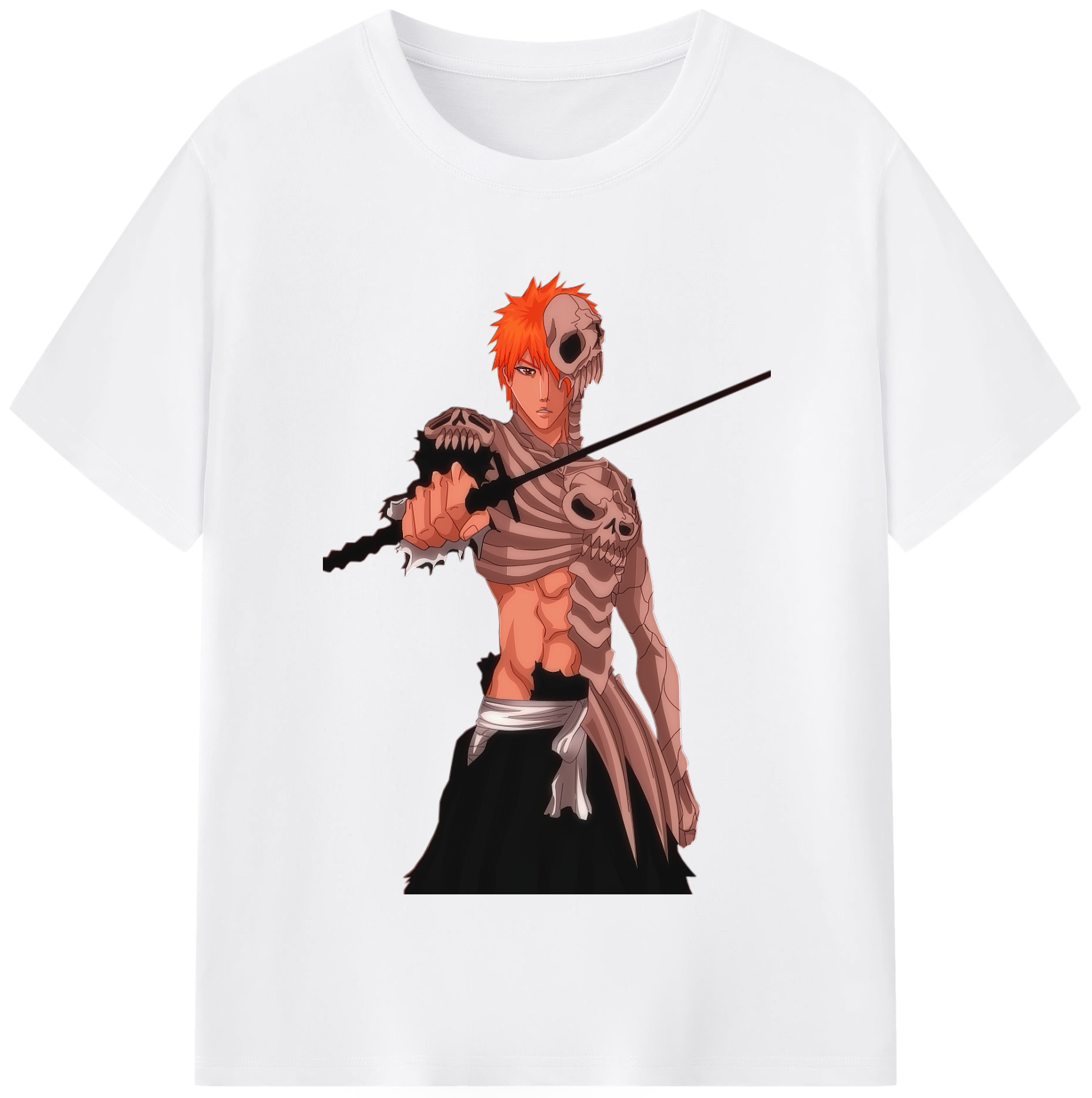 （画像用） ブリーチ 黒崎一護（くろさき いちご）BLEACH Kurosaki Ichigo 綿100％半袖Tシャツ（フロントプリント）
