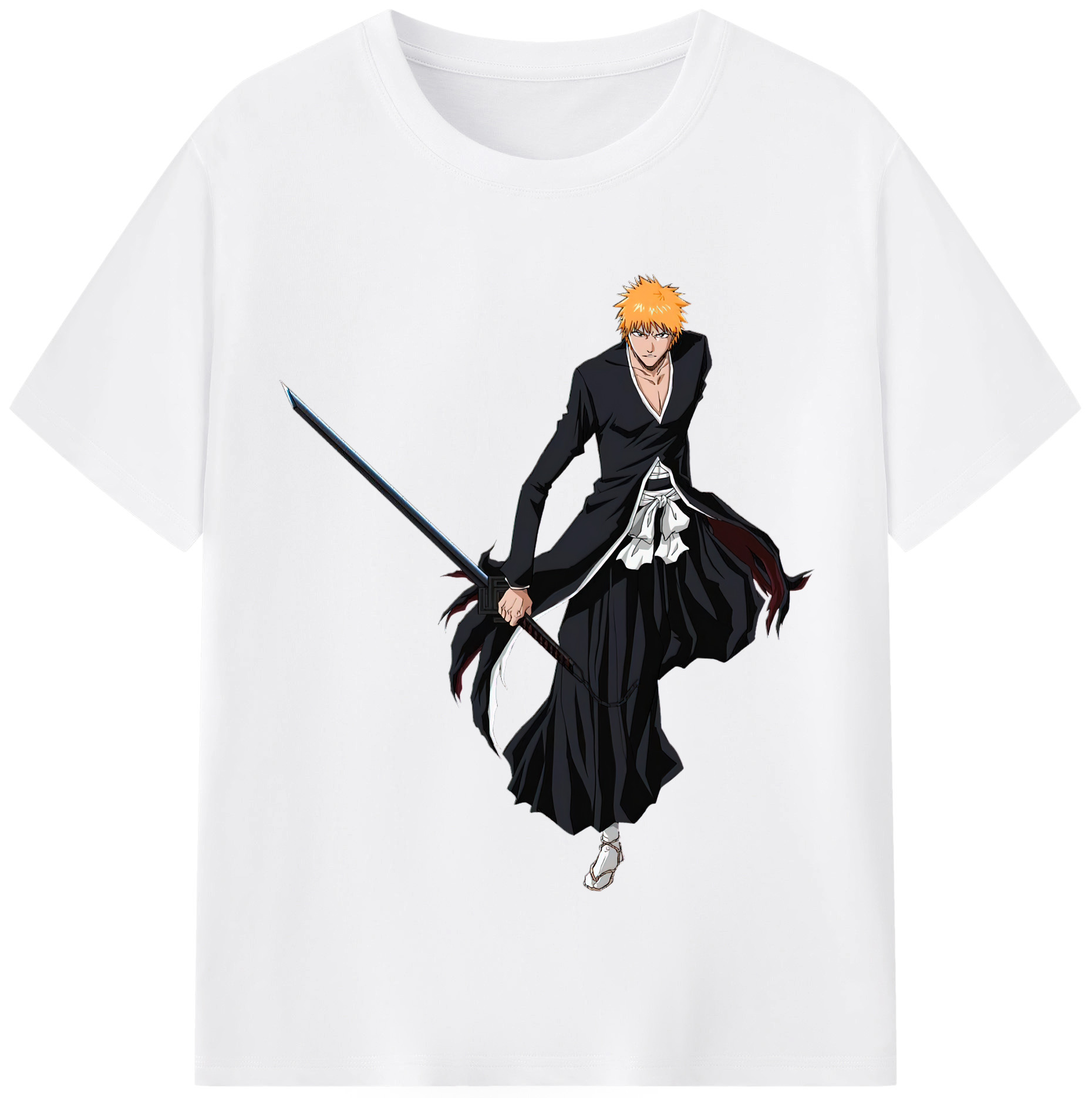 （画像用） ブリーチ 黒崎一護（くろさき いちご）BLEACH Kurosaki Ichigo 綿100％半袖Tシャツ（フロントプリント）