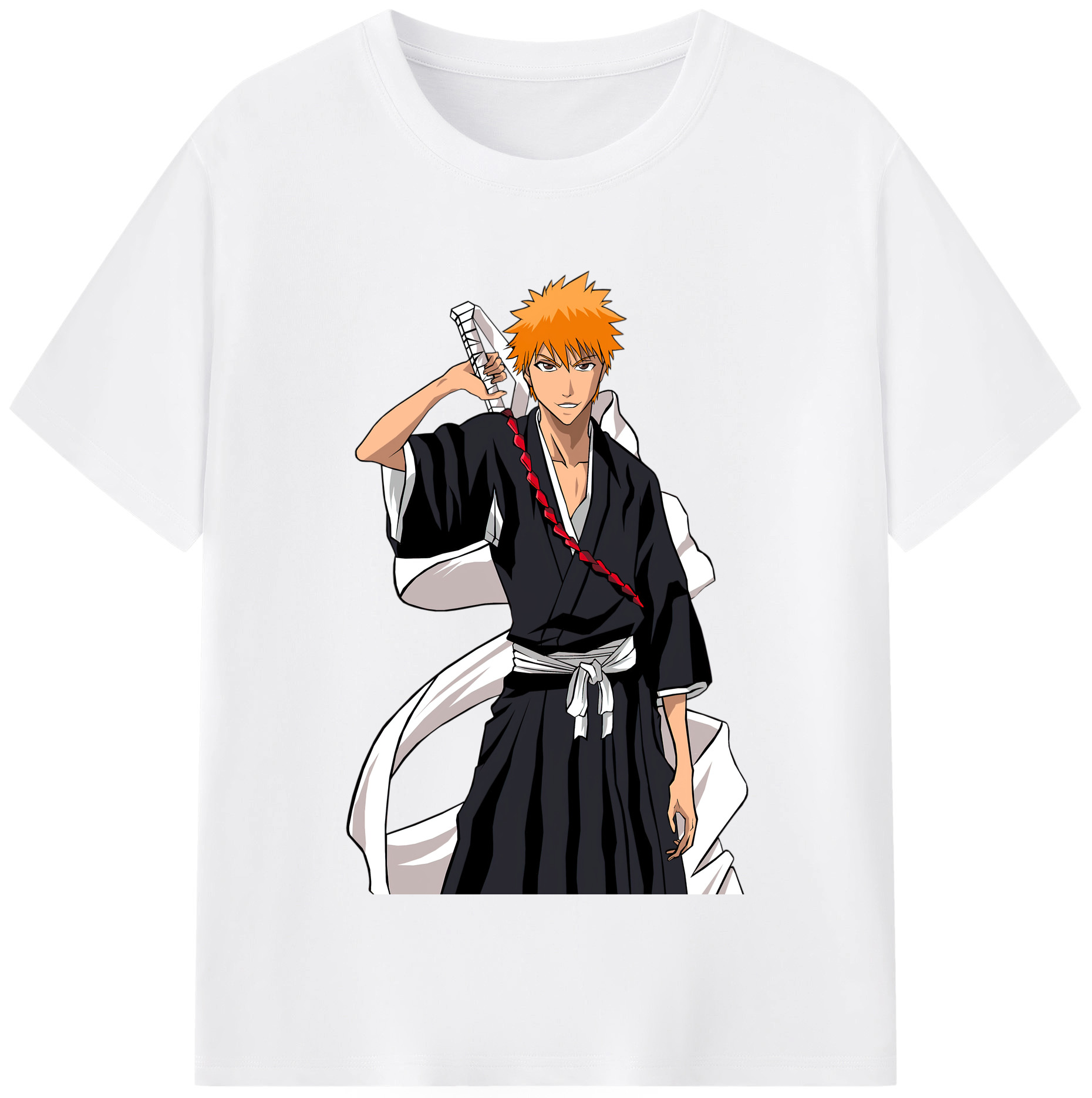 （画像用） ブリーチ 黒崎一護（くろさき いちご）BLEACH Kurosaki Ichigo 綿100％半袖Tシャツ（フロントプリント）