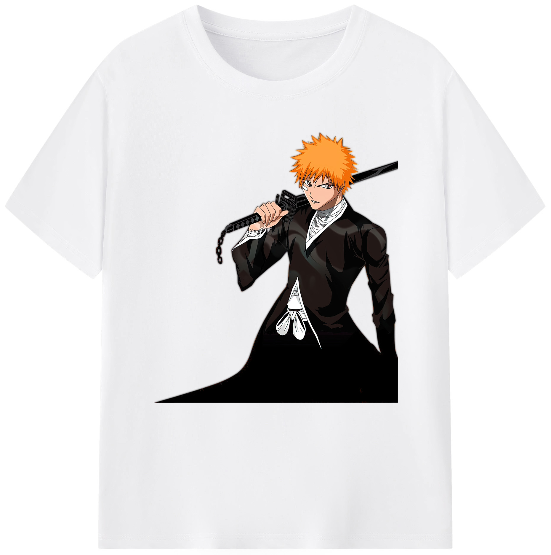 （画像用） ブリーチ 黒崎一護（くろさき いちご）BLEACH Kurosaki Ichigo 綿100％半袖Tシャツ（フロントプリント）