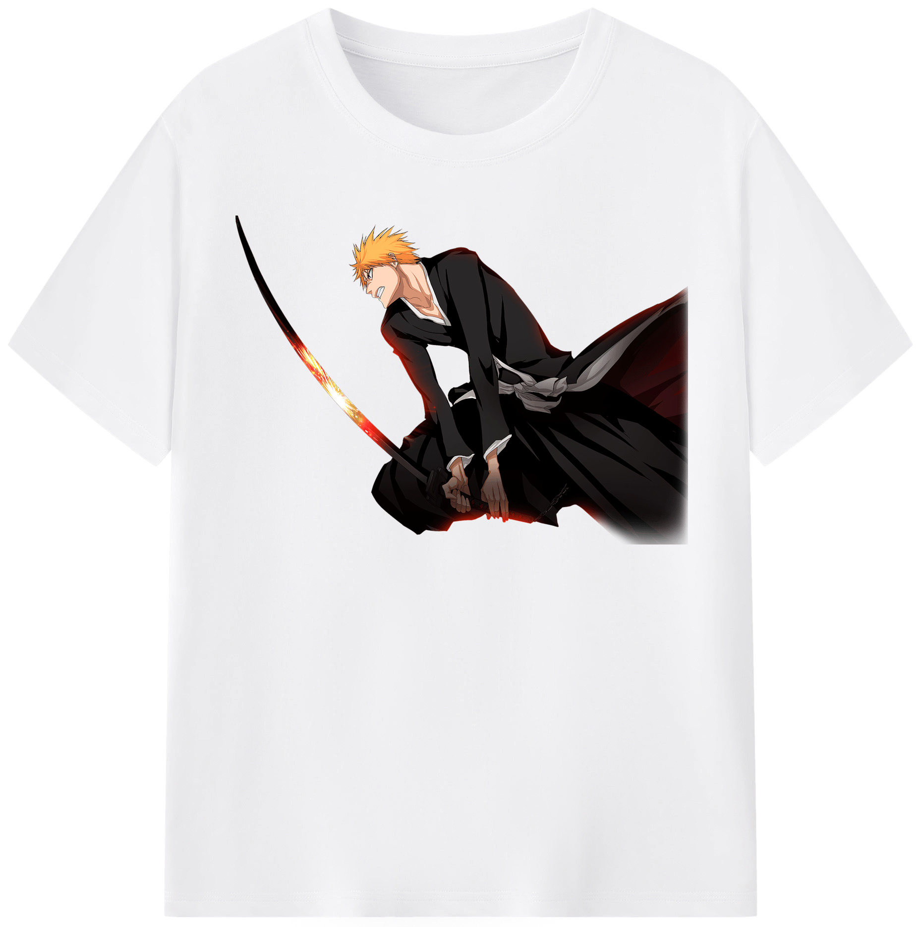 （画像用） ブリーチ 黒崎一護（くろさき いちご）BLEACH Kurosaki Ichigo 綿100％半袖Tシャツ（フロントプリント）