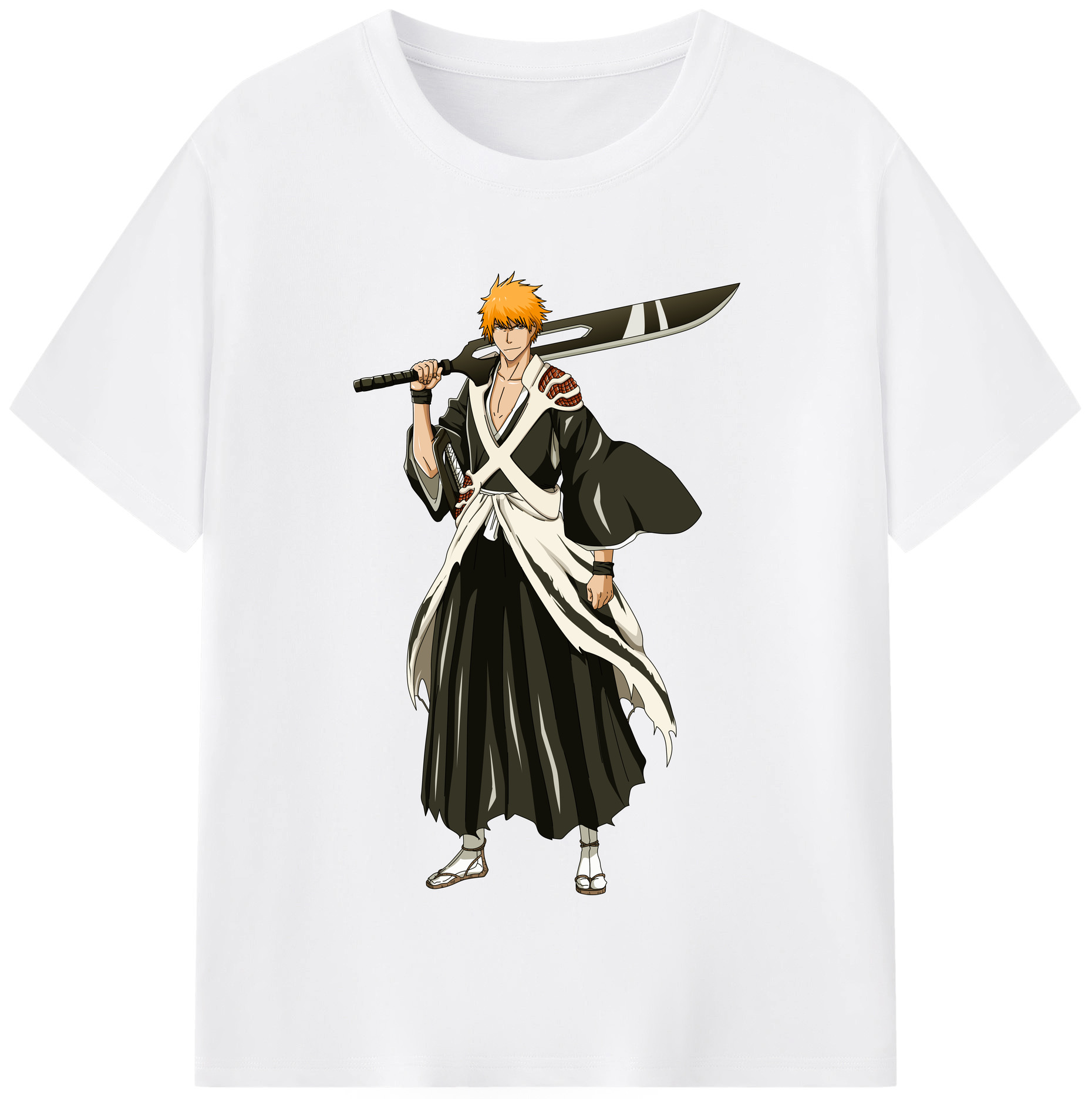 （画像用） ブリーチ 黒崎一護（くろさき いちご）BLEACH Kurosaki Ichigo 綿100％半袖Tシャツ（フロントプリント）